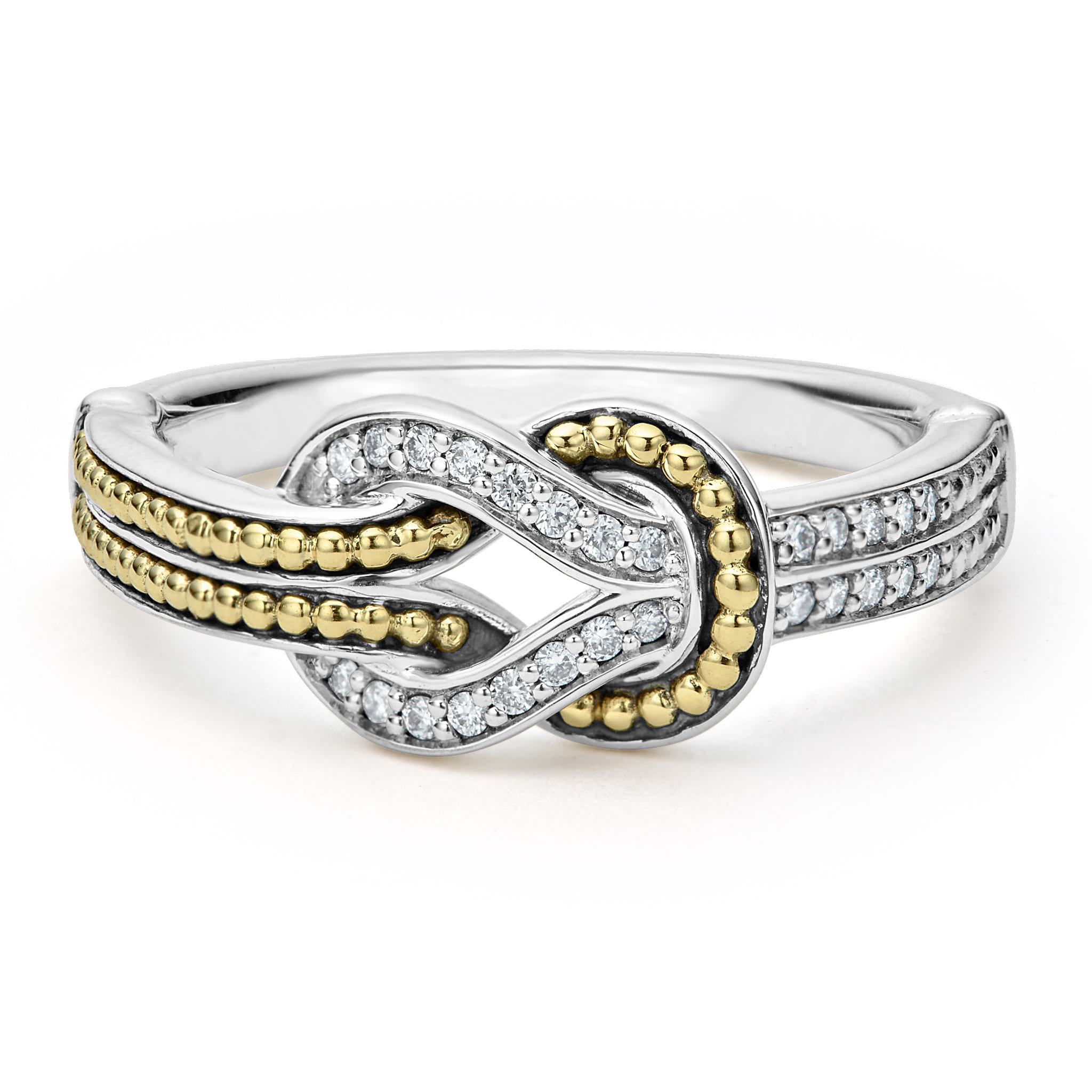 Lagos Sterling Silver and 18K Newport Diamond Knot Ring
