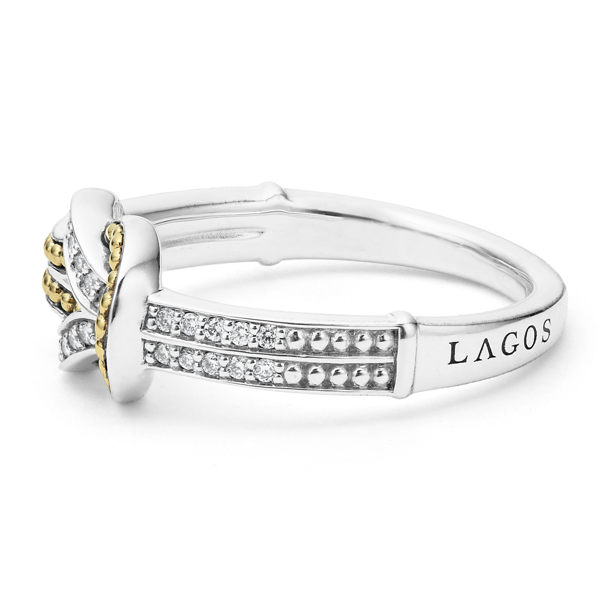 Lagos Sterling Silver and 18K Newport Diamond Knot Ring