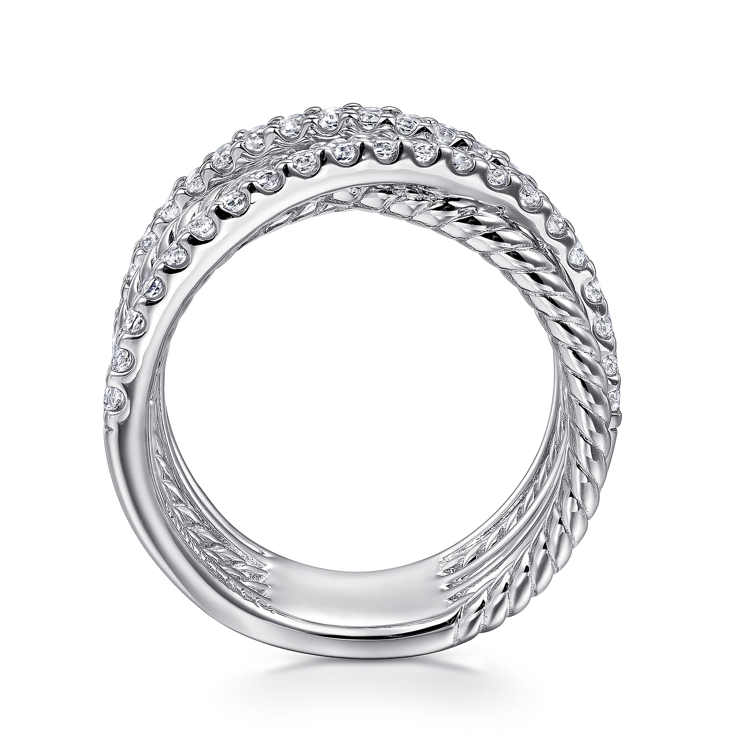 Gabriel & Co. Sterling Silver White Sapphire Twisted Ring