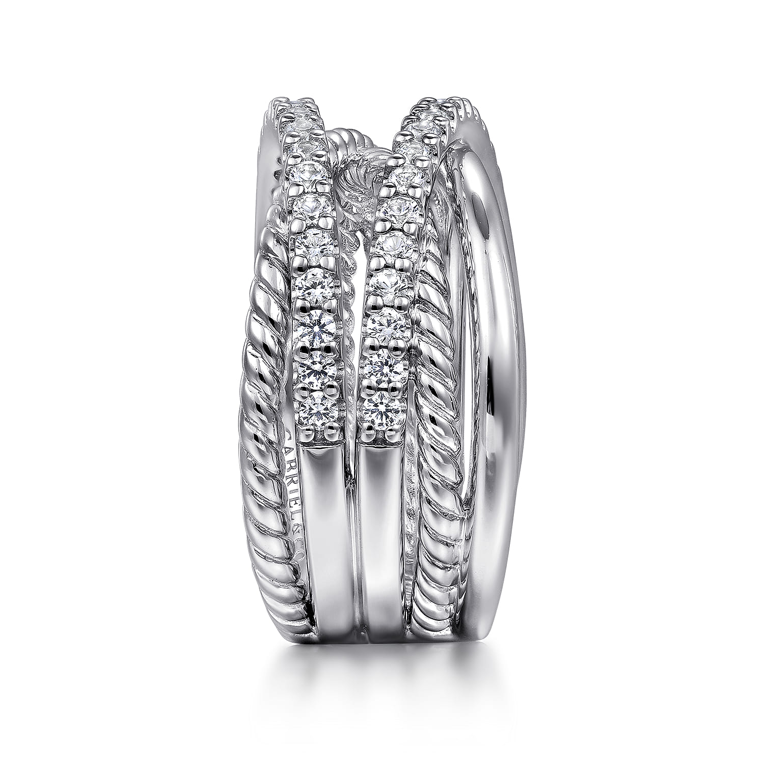 Gabriel & Co. Sterling Silver White Sapphire Twisted Ring