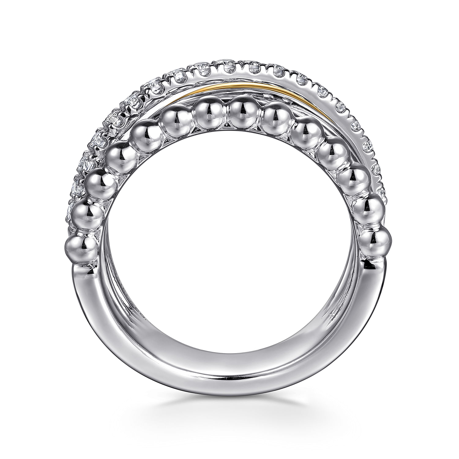 Gabriel & Co. Sterling Silver & 14K Bujukan Wide Criss-Cross Ring