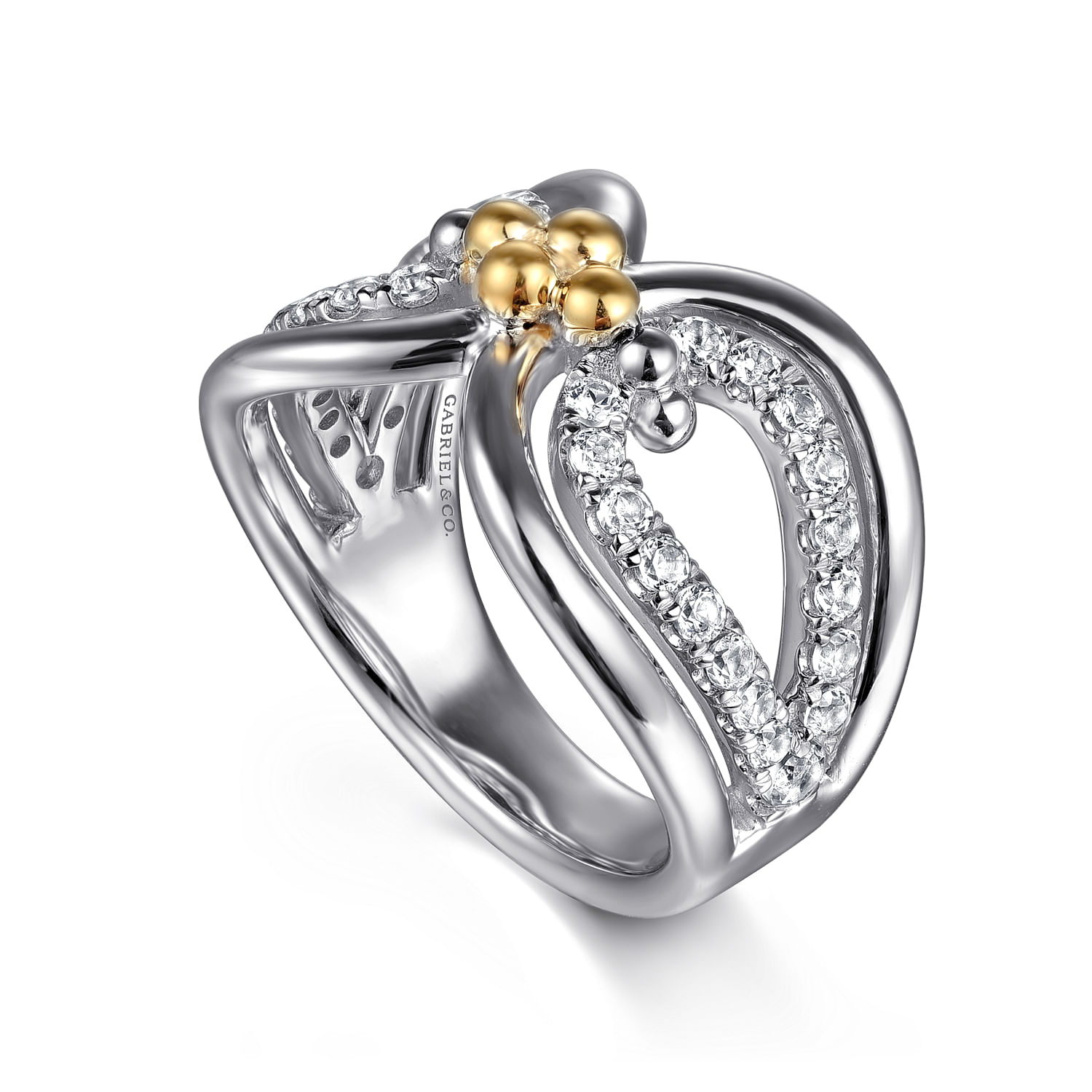 Gabriel & Co. Sterling Silver & 14K Bujukan Link Ring