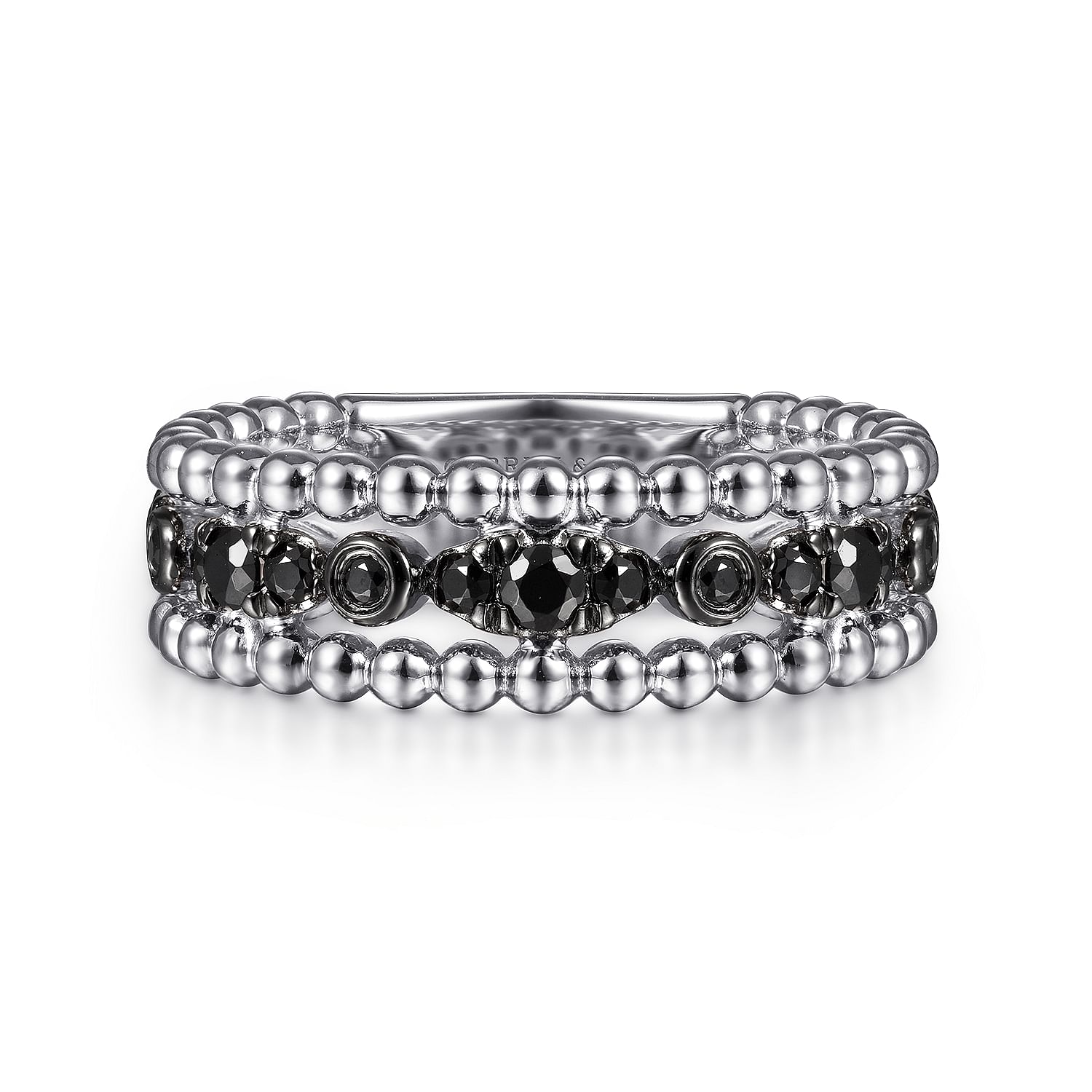 Gabriel & Co. Sterling Silver Black Spinel Bujukan Stackable Ring