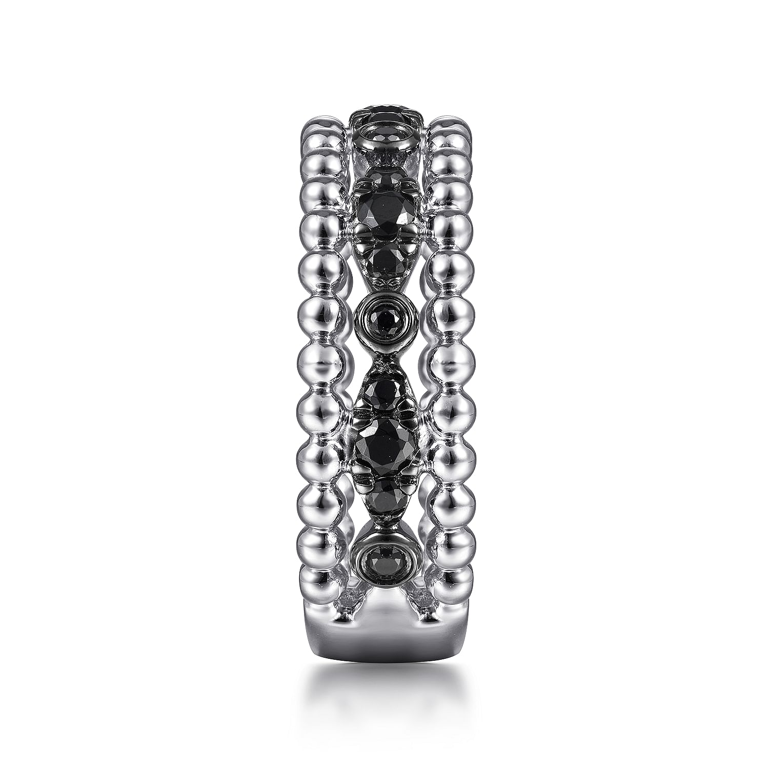 Gabriel & Co. Sterling Silver Black Spinel Bujukan Stackable Ring