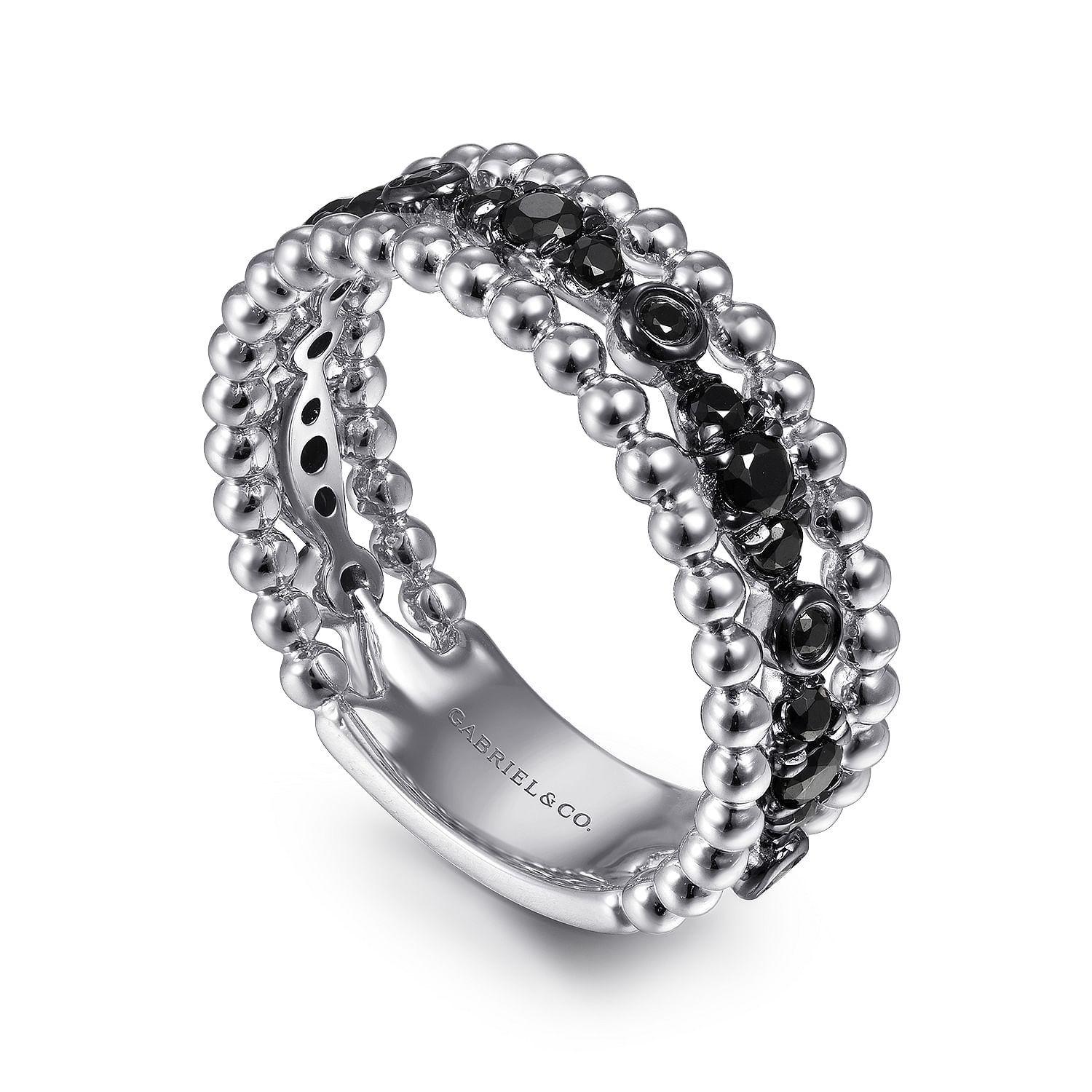 Gabriel & Co. Sterling Silver Black Spinel Bujukan Stackable Ring