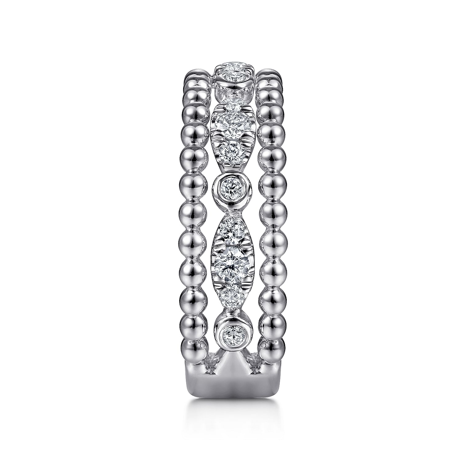 Gabriel & Co. Sterling Silver White Sapphire Bujukan Stackable Ring