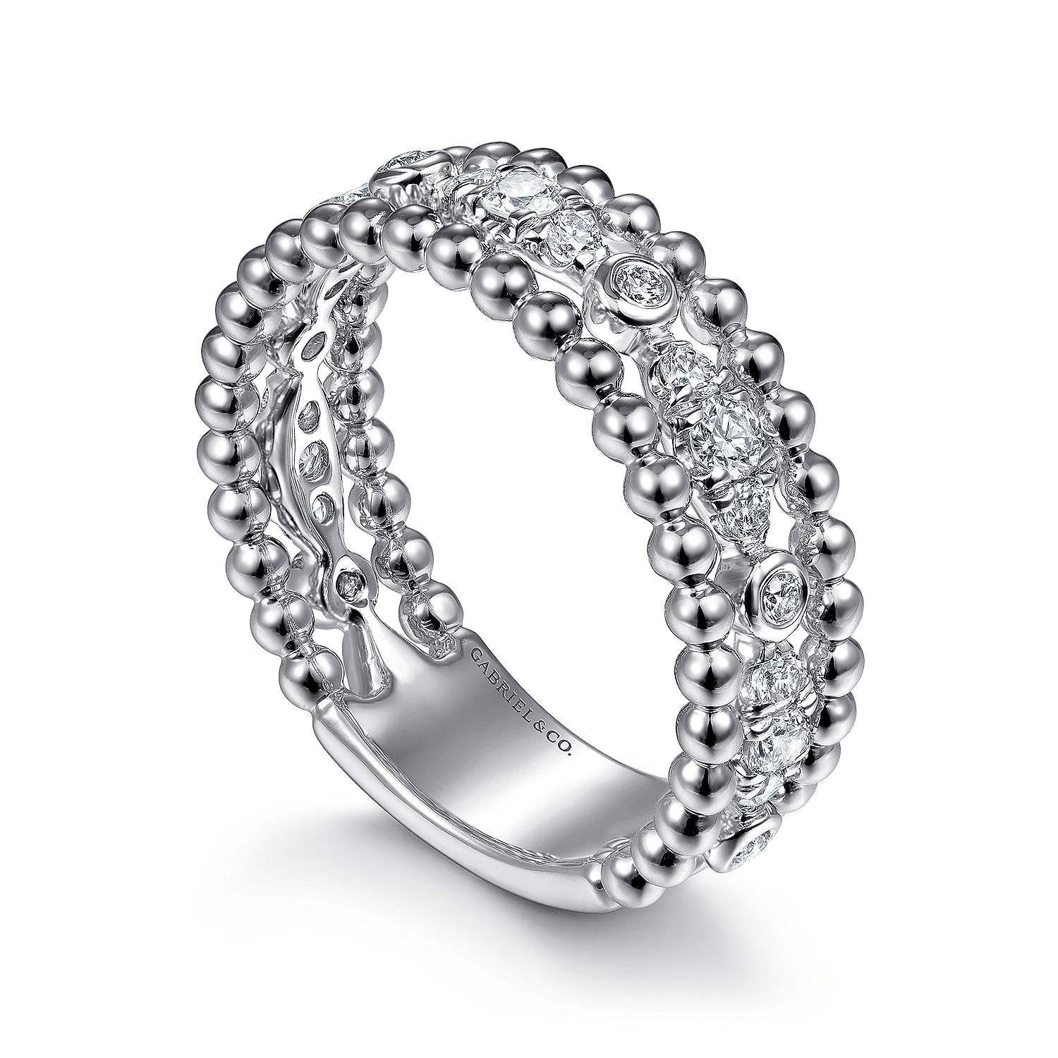 Gabriel & Co. Sterling Silver White Sapphire Bujukan Stackable Ring