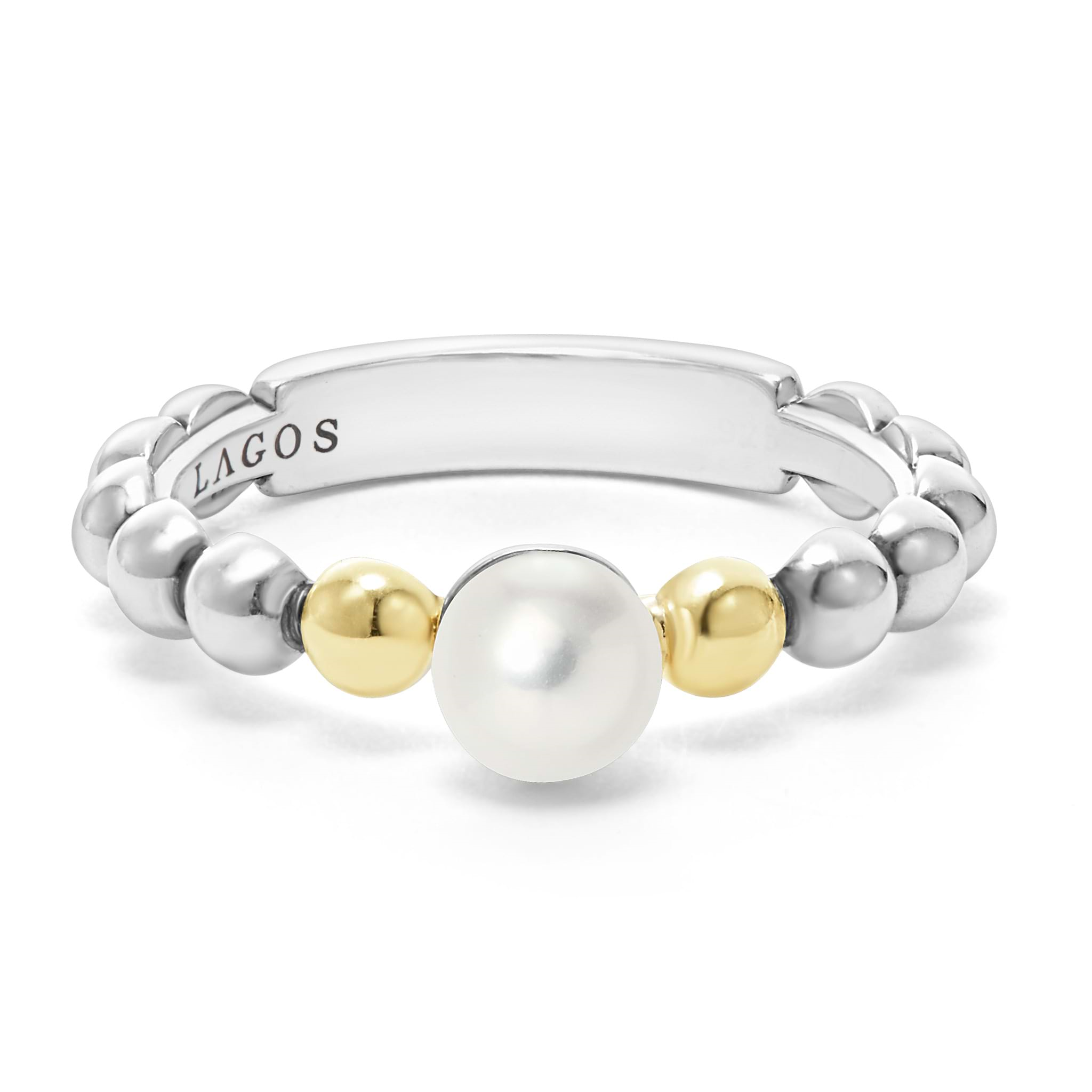 Lagos Sterling Silver and 18K Luna Pearl Ring
