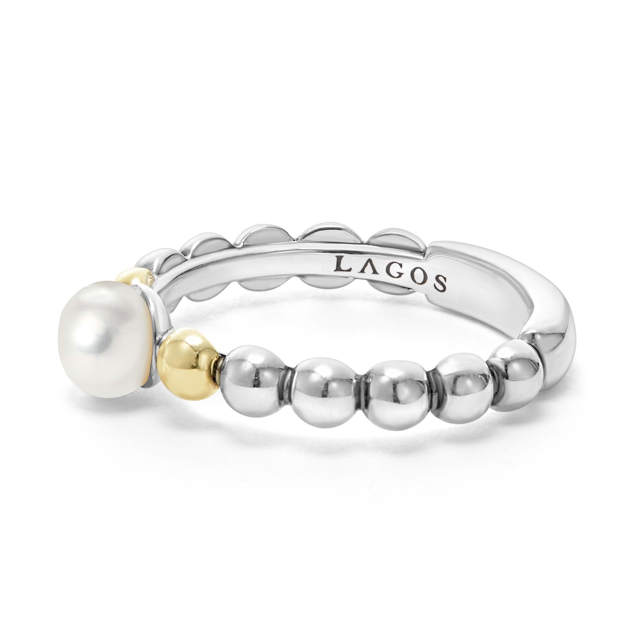 Lagos Sterling Silver and 18K Luna Pearl Ring