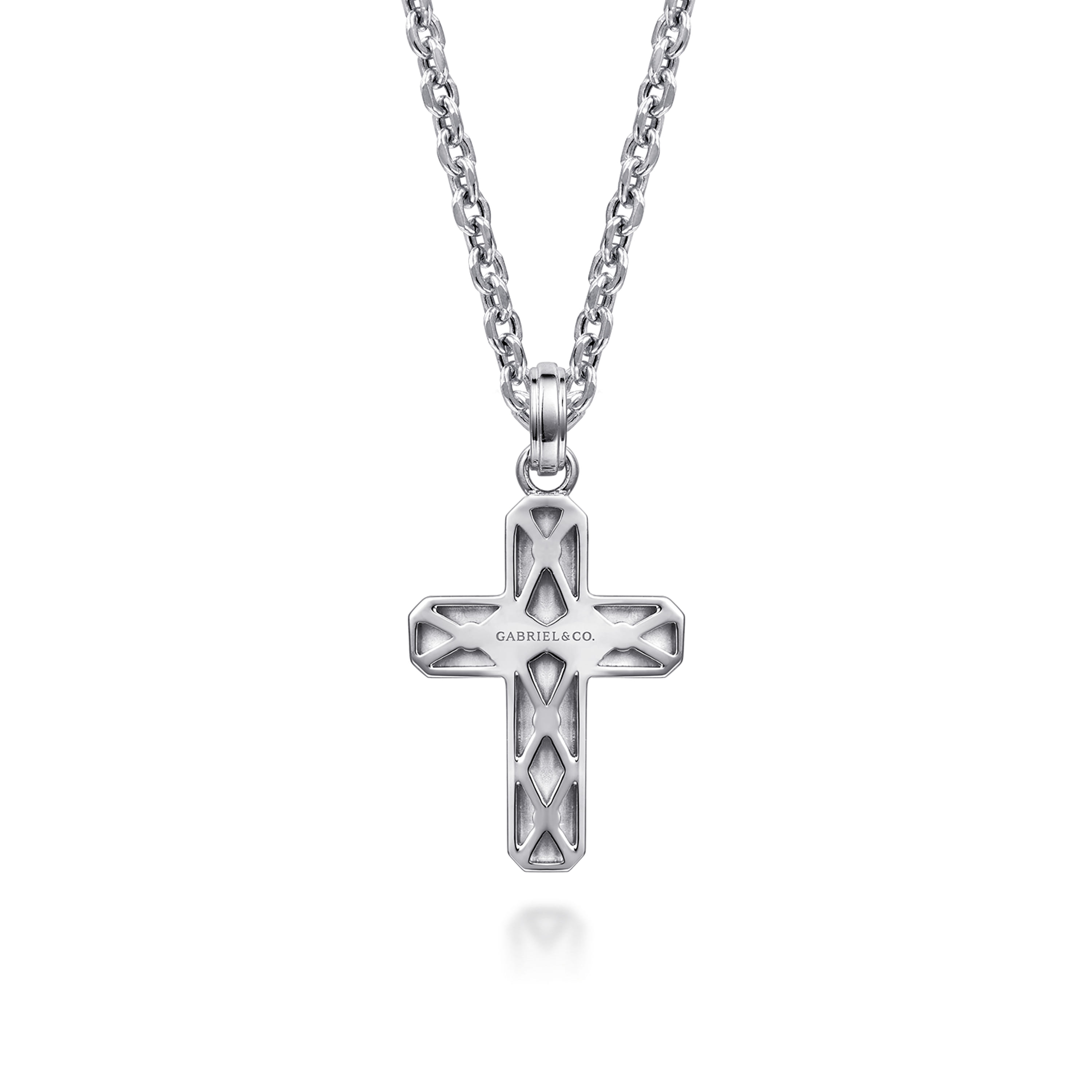 Gabriel & Co. Sterling Silver Brushed Cross Pendant Necklace