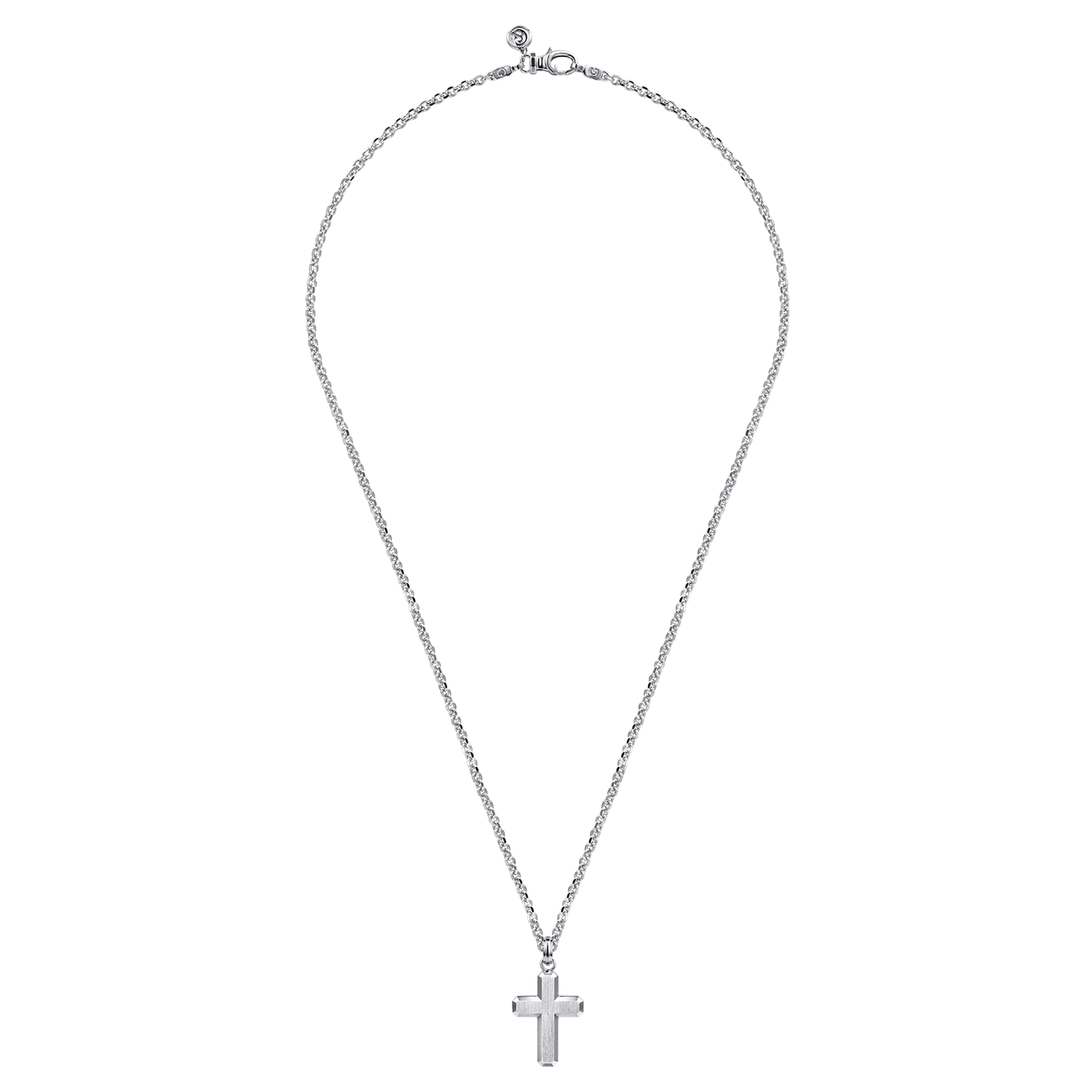 Gabriel & Co. Sterling Silver Brushed Cross Pendant Necklace