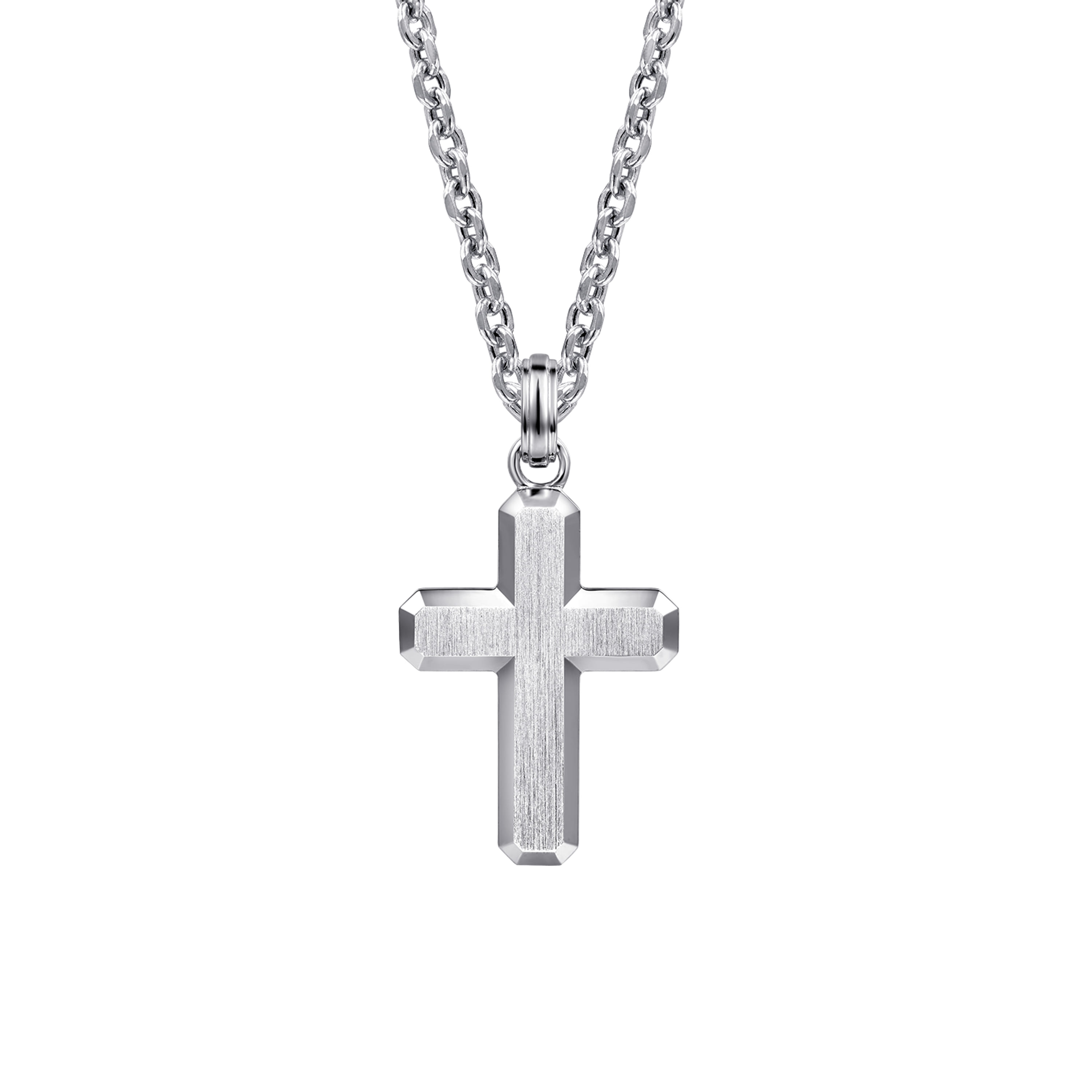 Gabriel & Co. Sterling Silver Brushed Cross Pendant Necklace