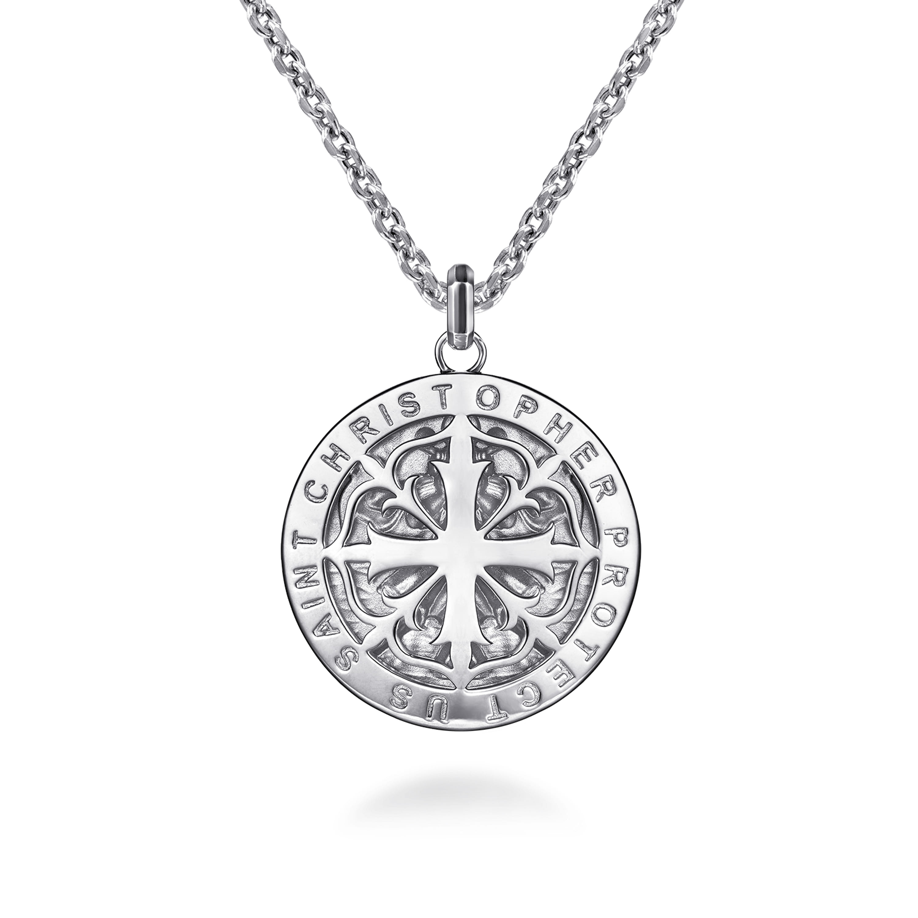 Gabriel & Co. Sterling Silver St. Christopher Medallion Necklace
