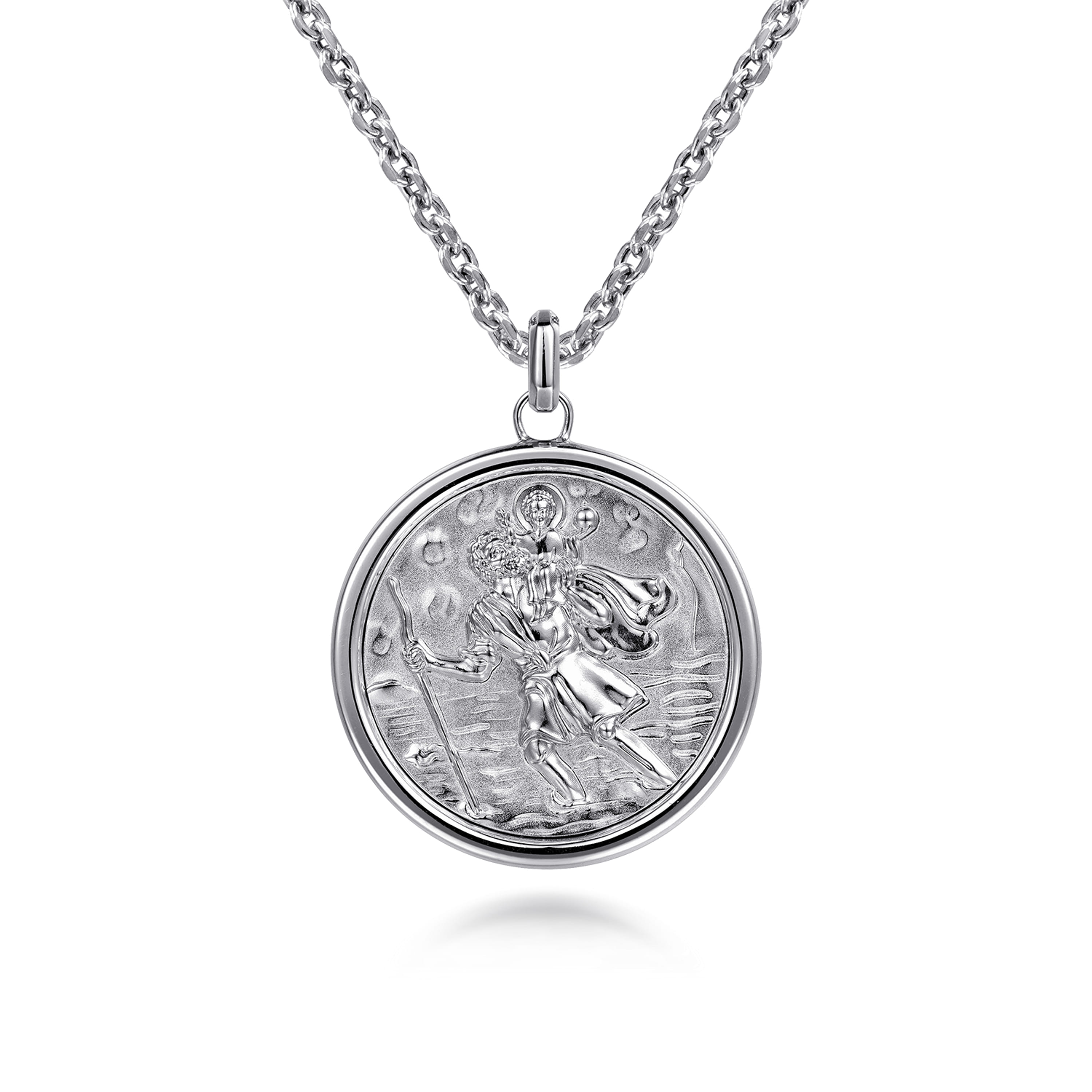 Gabriel & Co. Sterling Silver St. Christopher Medallion Necklace