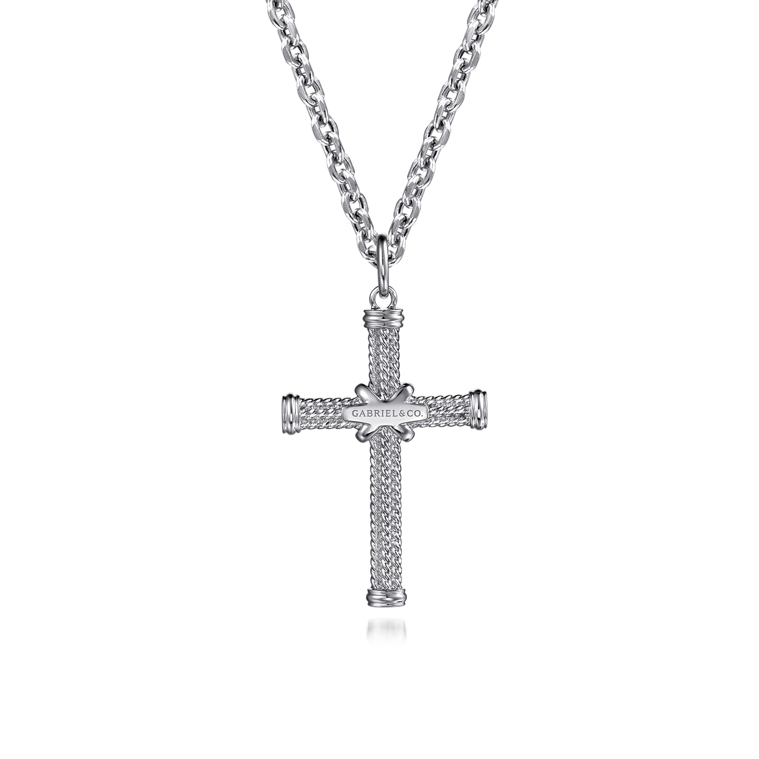 Gabriel & Co. Sterling Silver Twisted Rope X-Center Cross Pendant