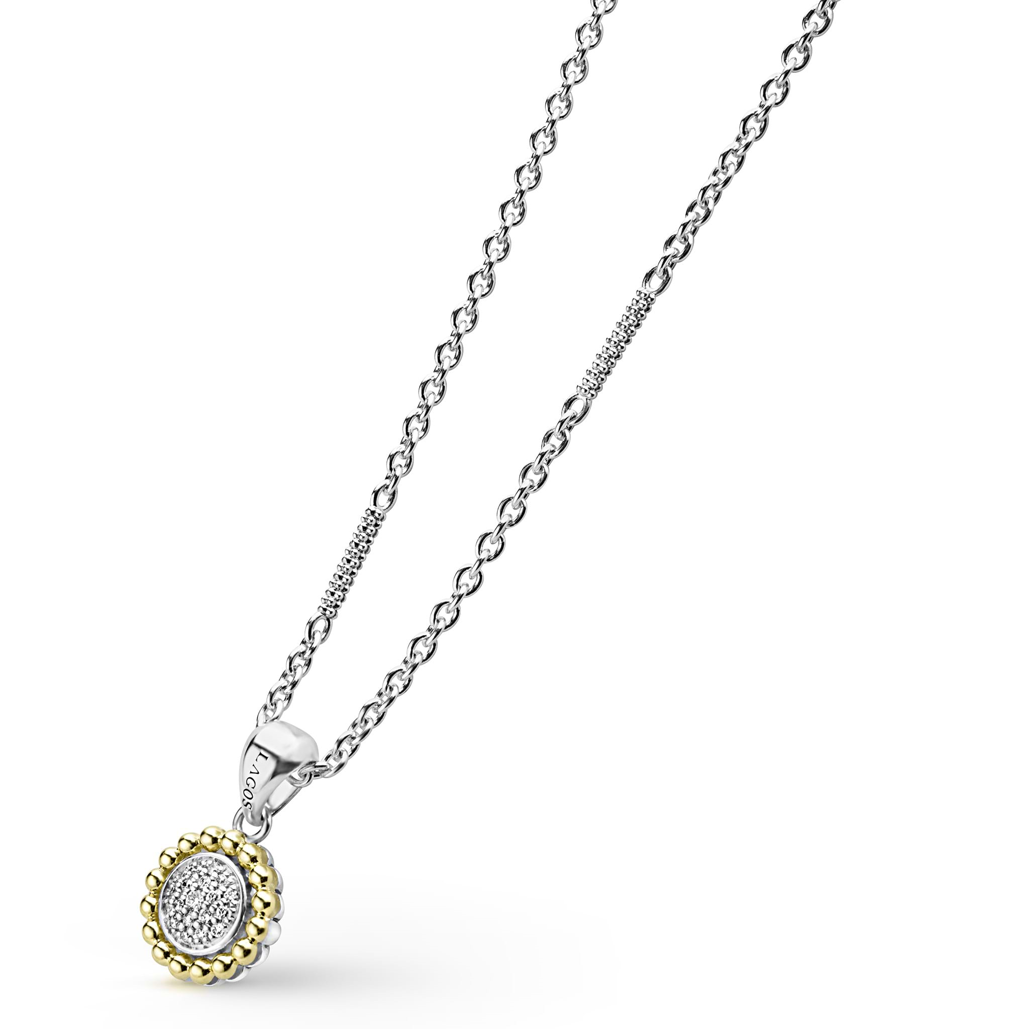 Lagos Sterling Silver and 18K Caviar Lux Diamond Cluster Pendant