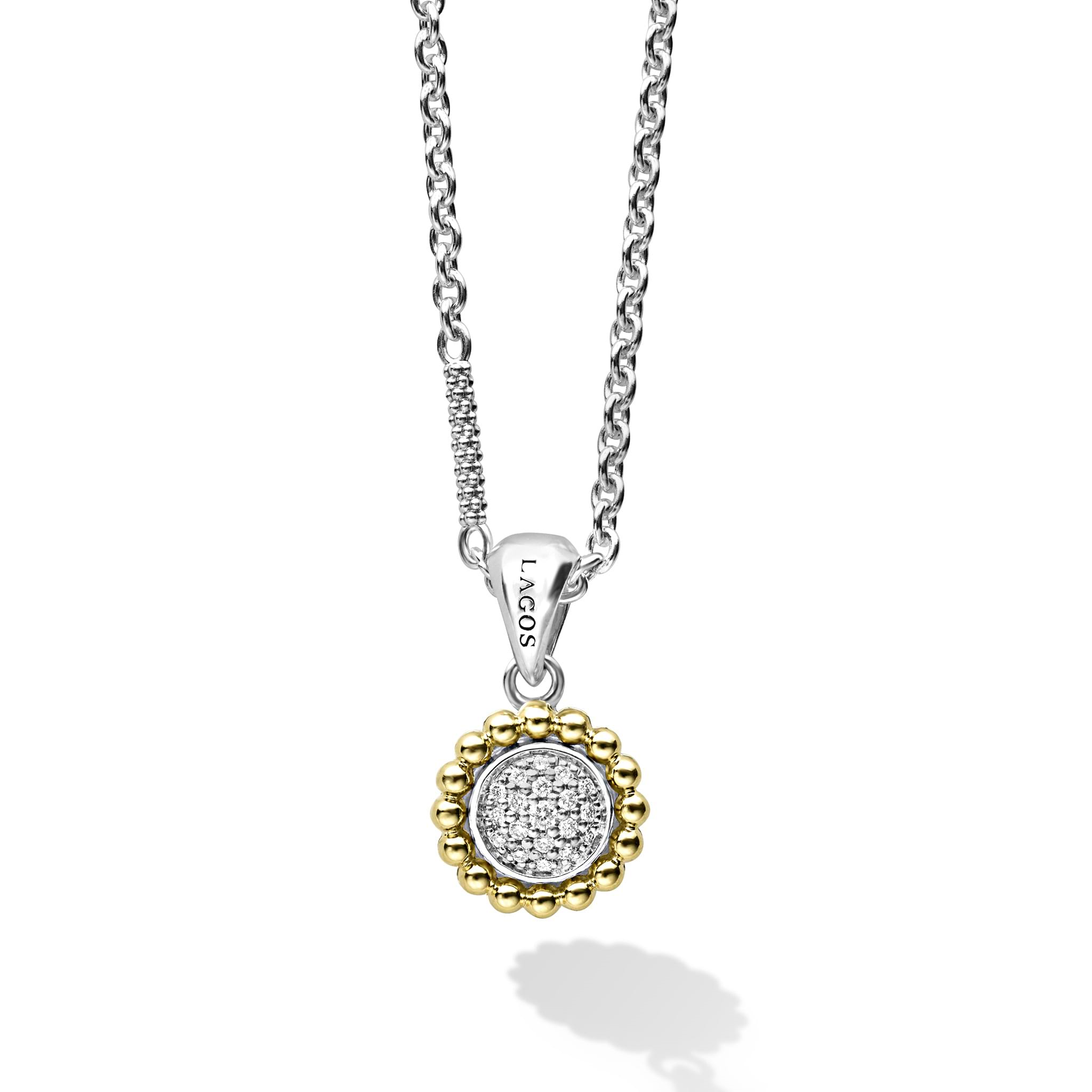 Lagos Sterling Silver and 18K Caviar Lux Diamond Cluster Pendant