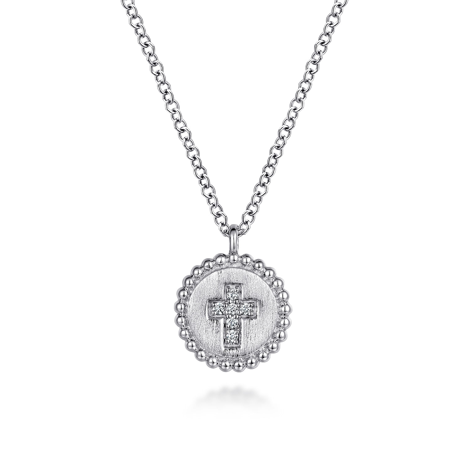 Gabriel & Co. Sterling Silver Bujukan Diamond Cross Circle Pendant