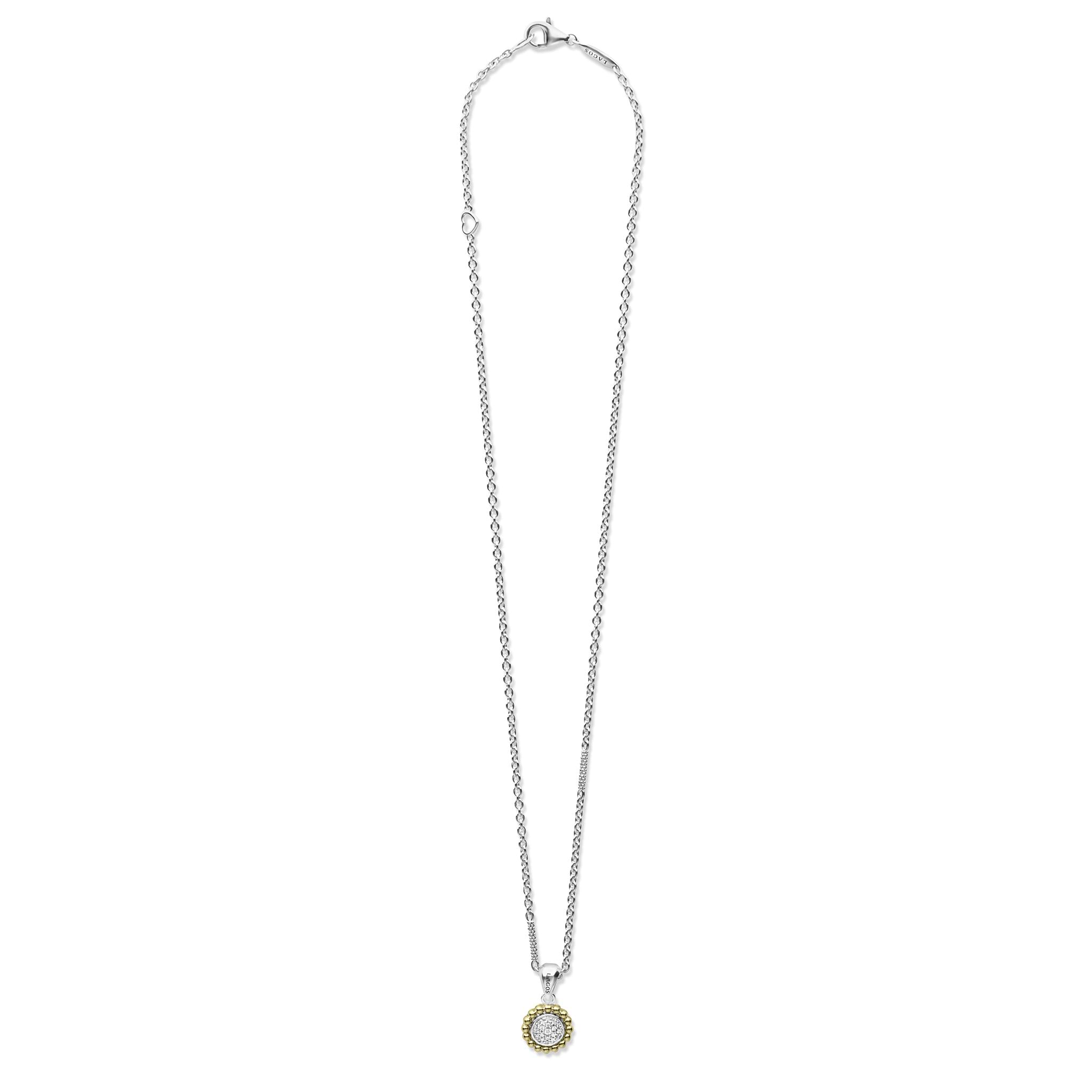 Lagos Sterling Silver and 18K Caviar Lux Diamond Cluster Pendant