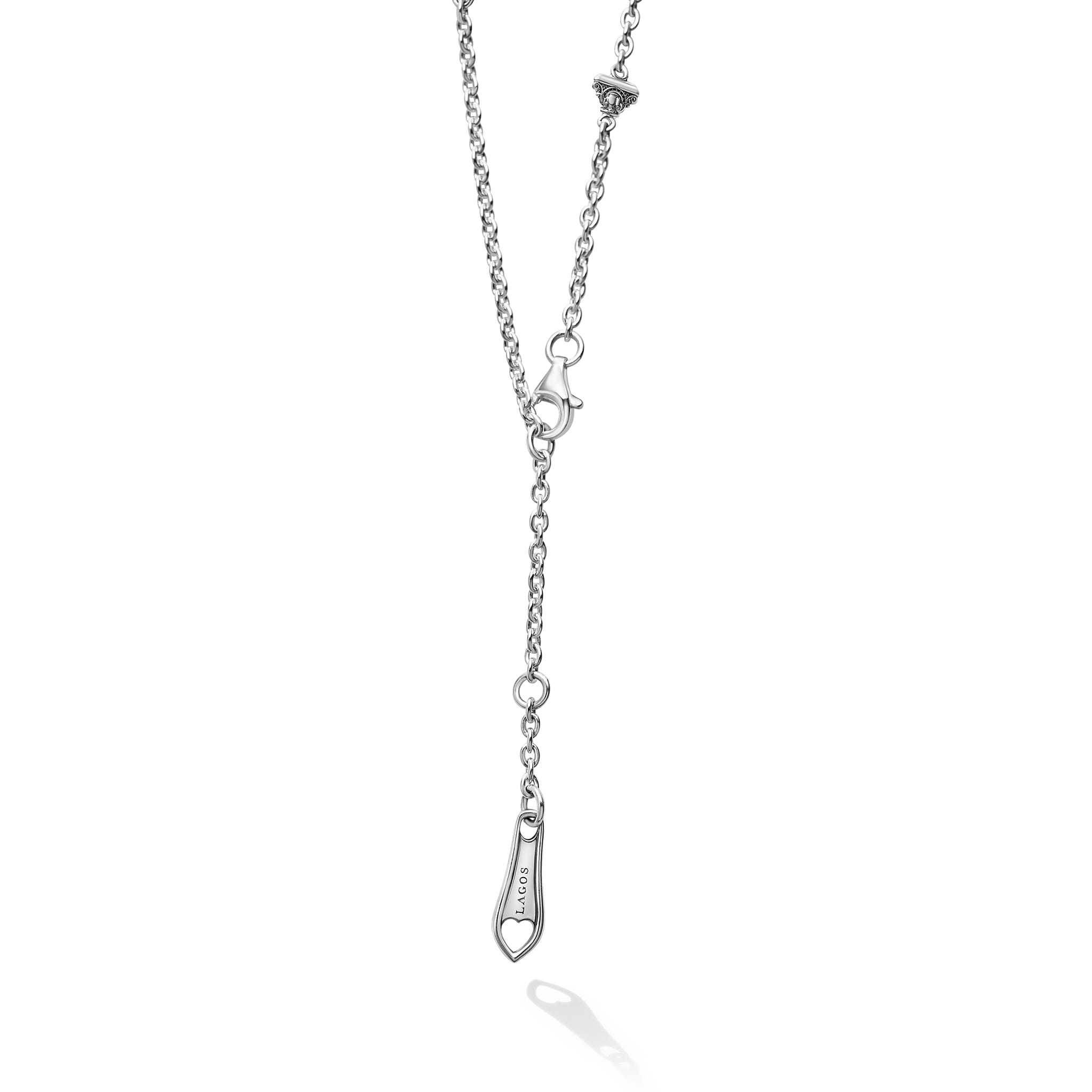 Lagos Sterling Silver Caviar Spark Diamond Circle Pendant Necklace