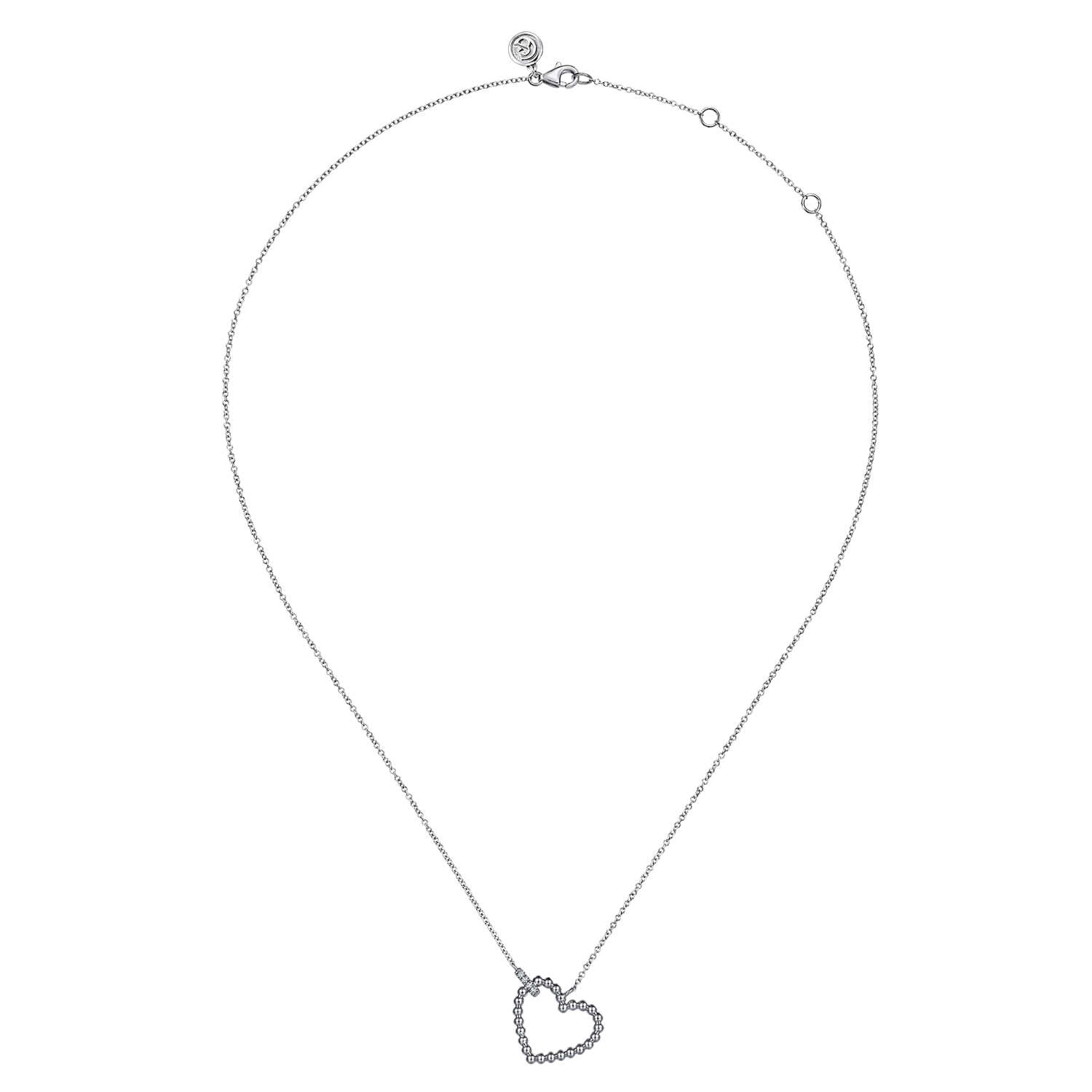 Gabriel & Co. Sterling Silver Bujukan Heart Diamond Pendant
