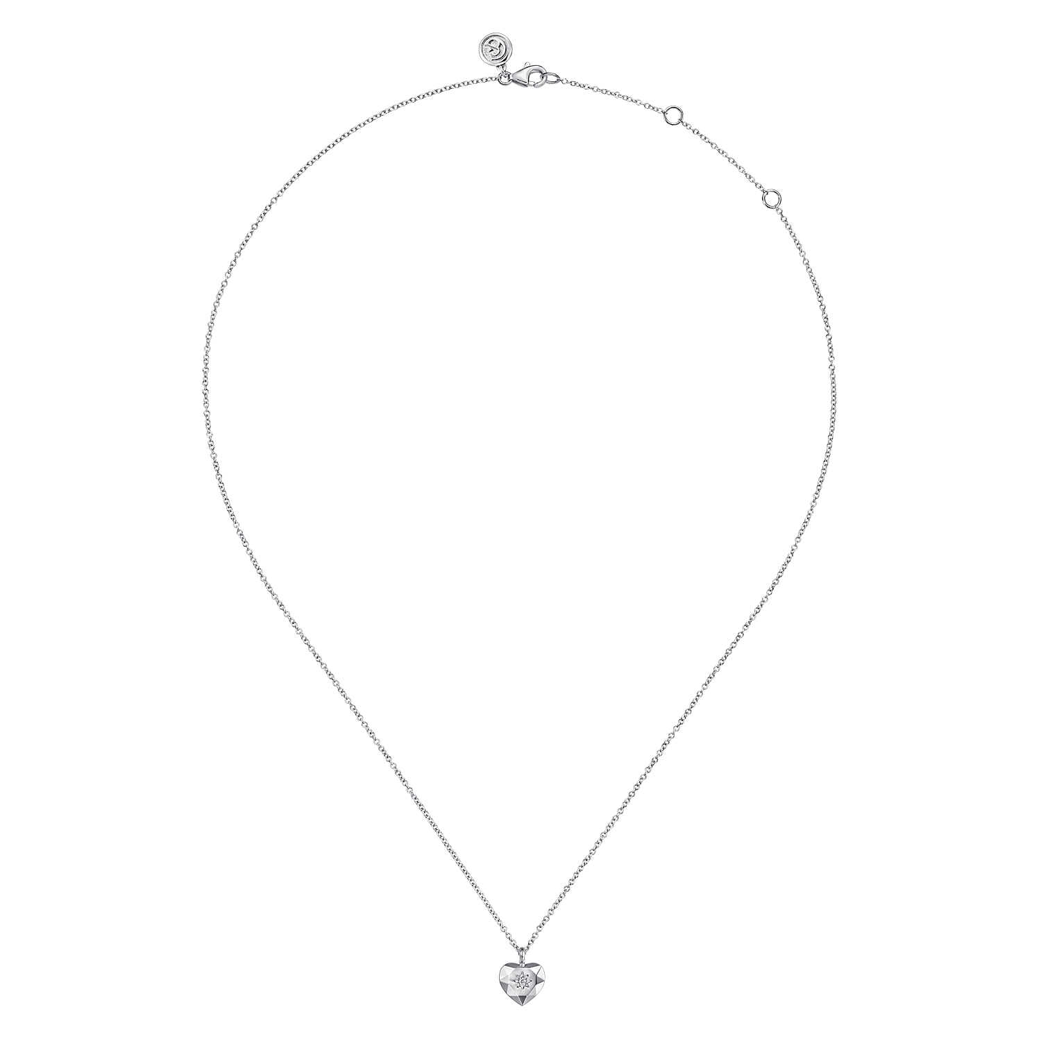 Gabriel & Co. Sterling Silver Geometric Diamond-Cut Heart Pendant
