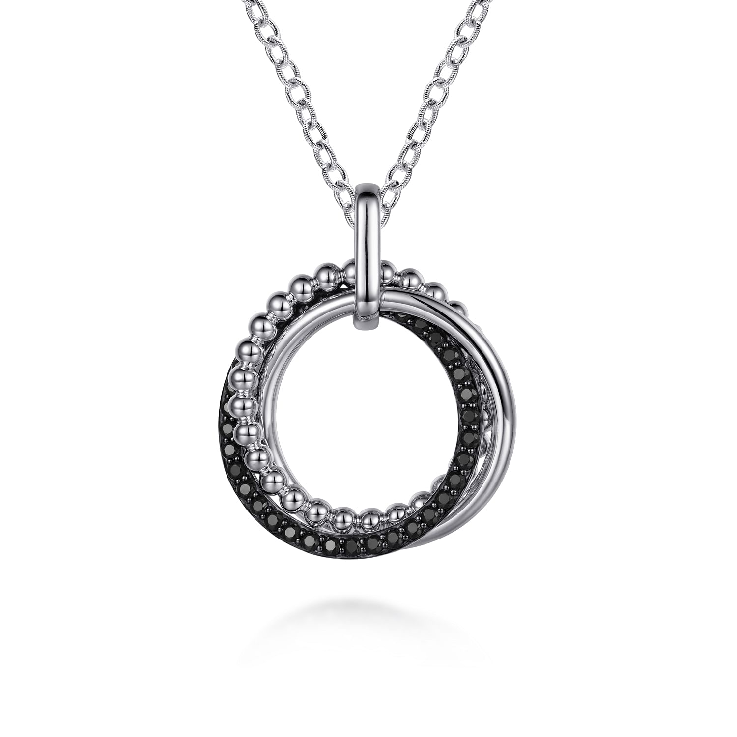 Gabriel & Co. Sterling Silver Black Spinel Bujukan Link Pendant and Chain