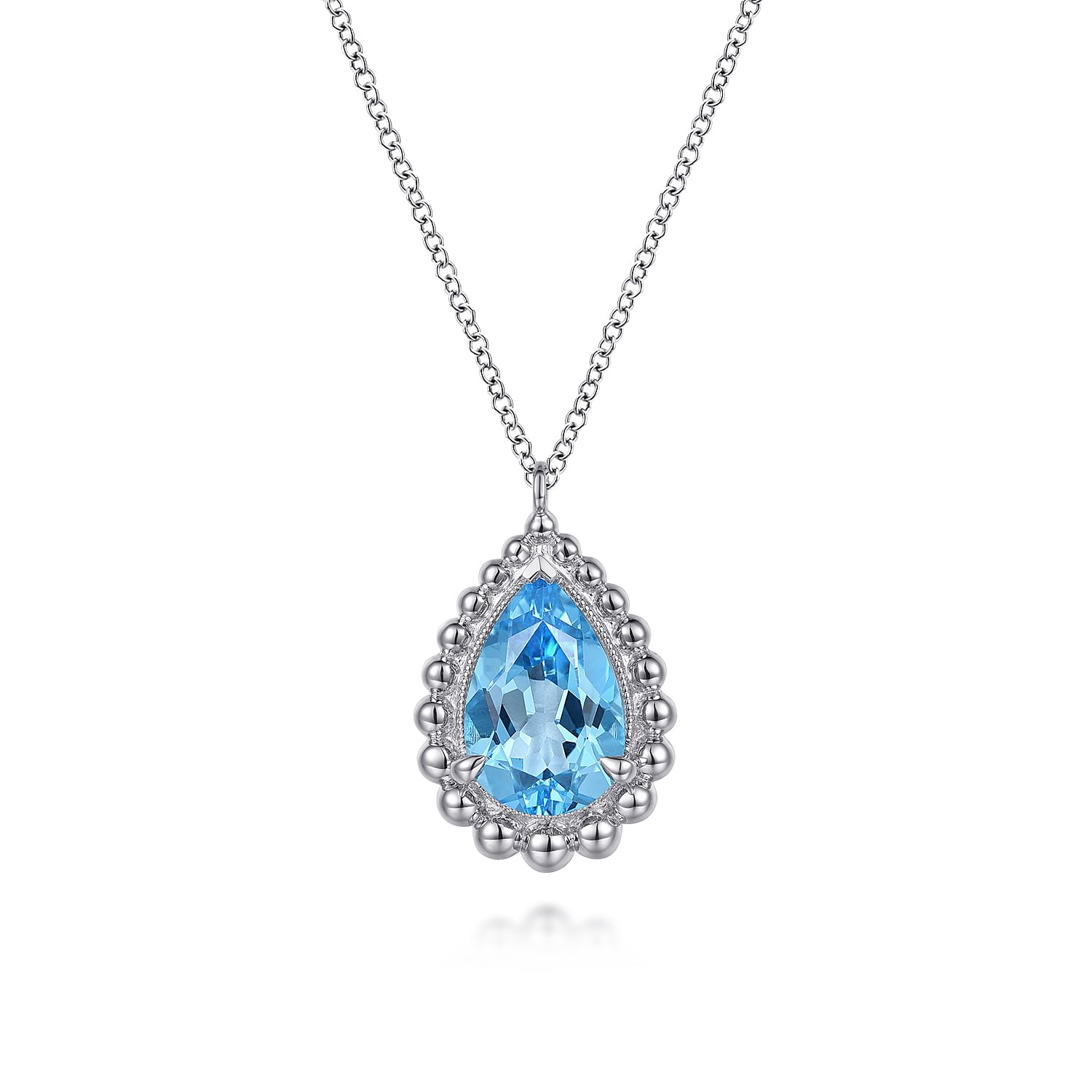 Gabriel & Co. Sterling Silver Bujukan Swiss Blue Topaz Teardrop Pendant