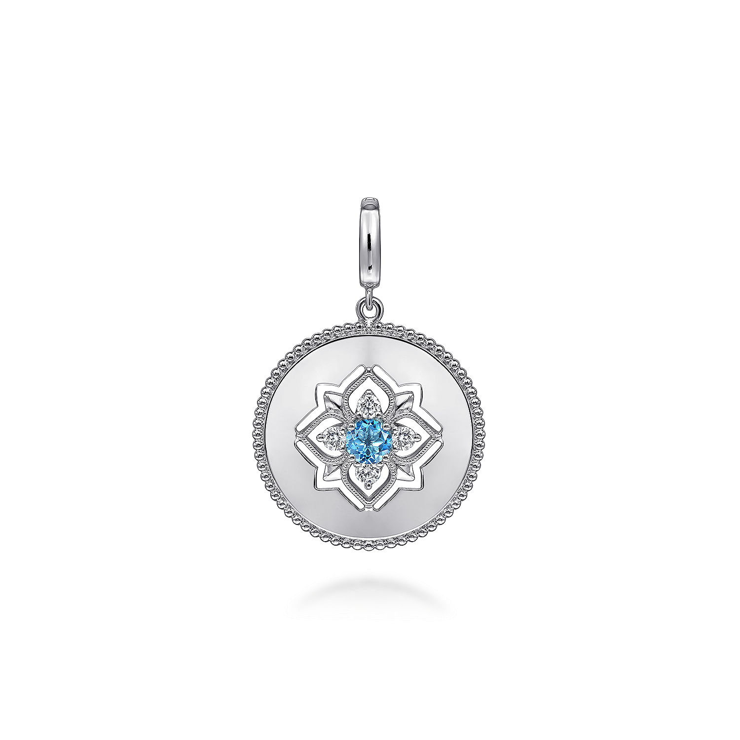 Gabriel & Co. Sterling Silver Blue Topaz & White Sapphire Bujukan Medallion Pendant