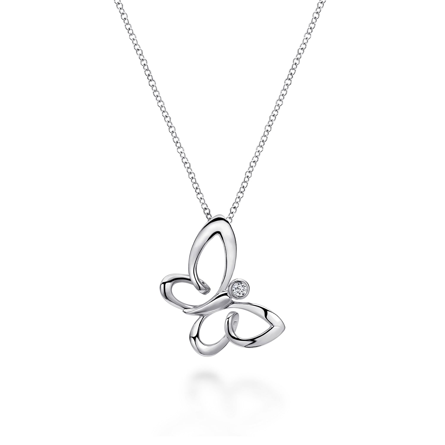 Gabriel & Co. Sterling Silver White Sapphire Accent Butterfly Pendant