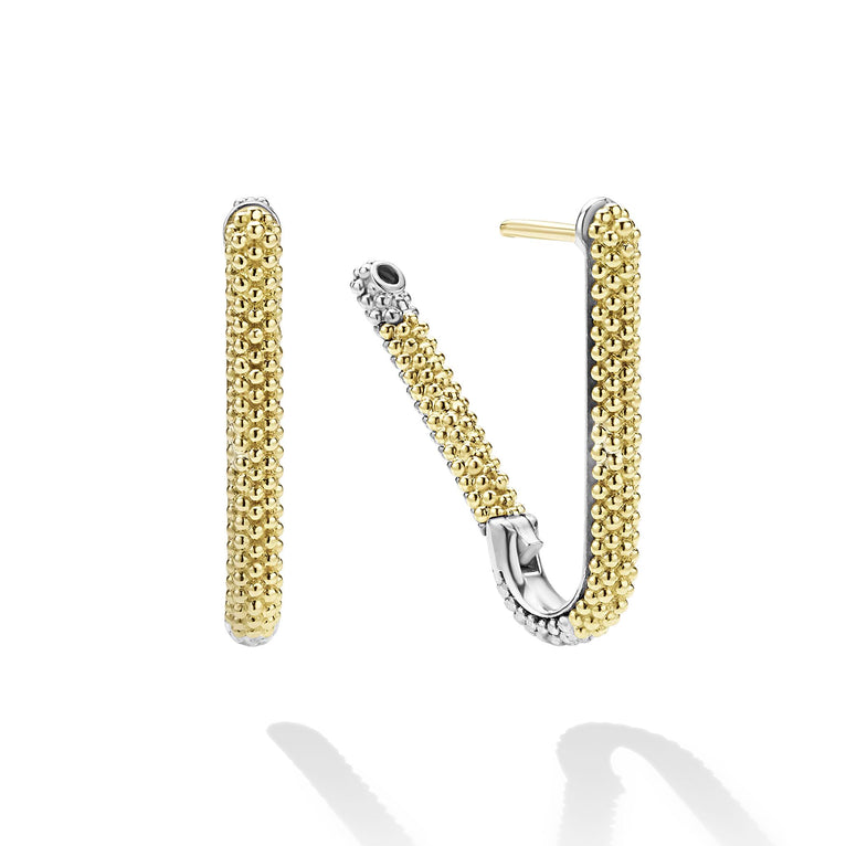 Lagos Sterling Silver & 18K Caviar Lux Mini Hoops