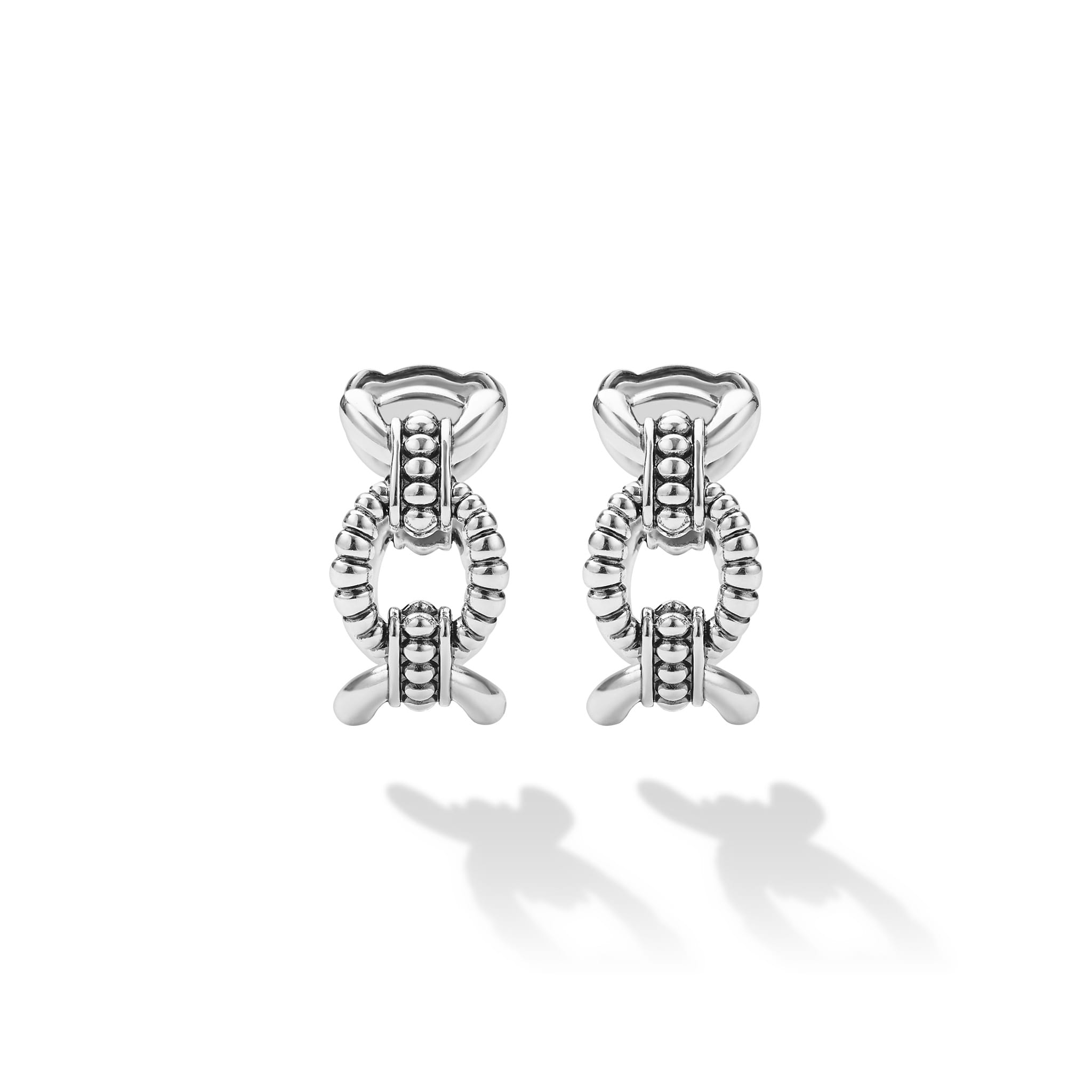 Lagos Sterling Silver Caviar Oval Link Huggies