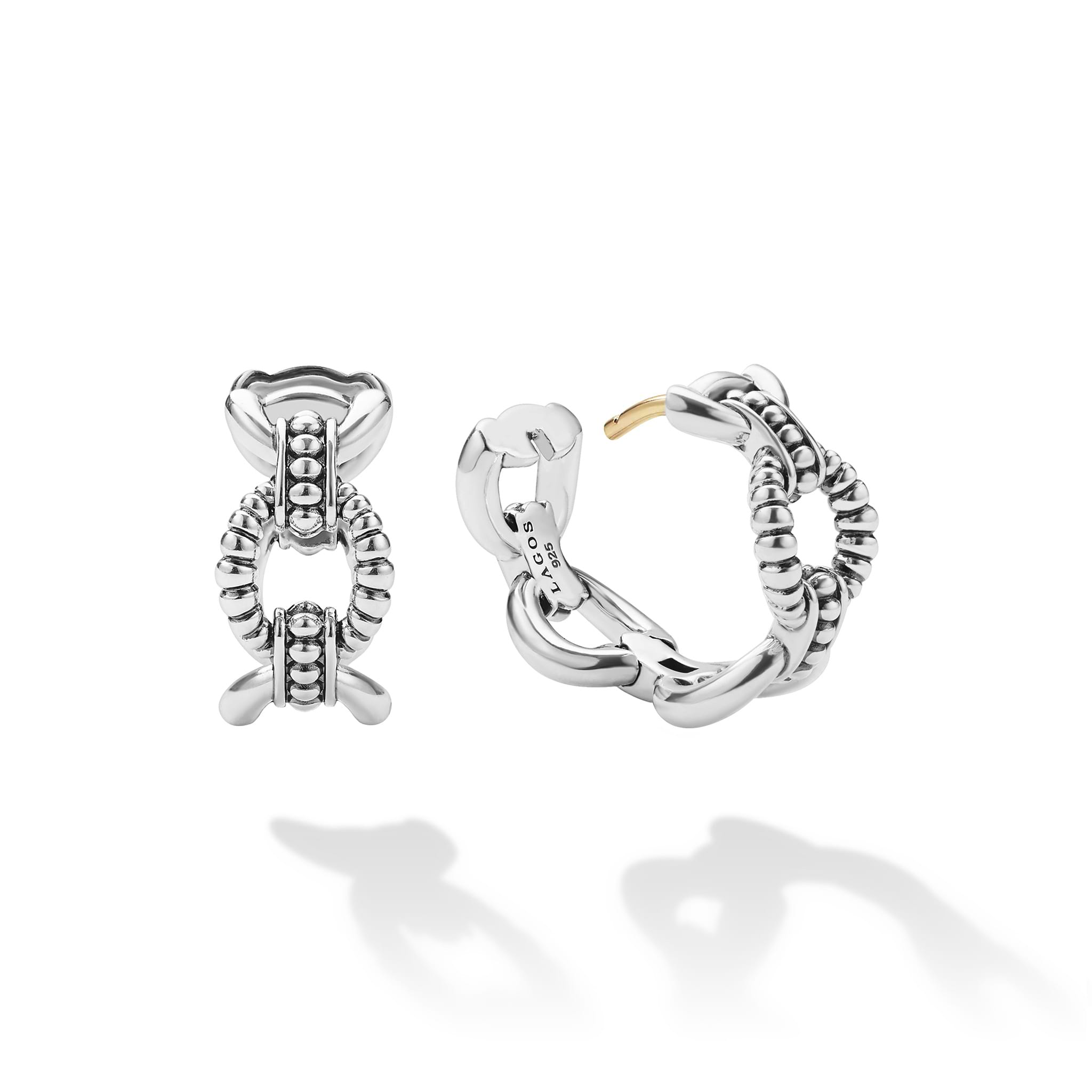 Lagos Sterling Silver Caviar Oval Link Huggies