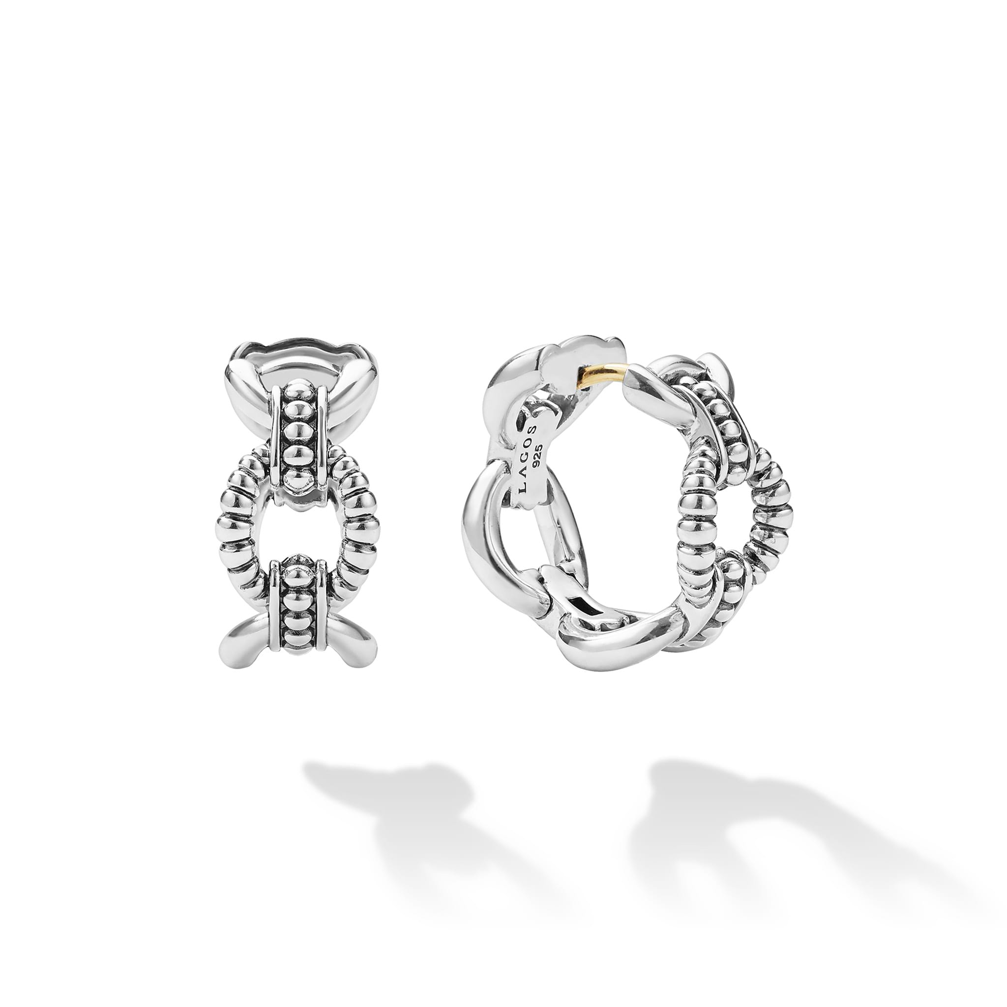 Lagos Sterling Silver Caviar Oval Link Huggies