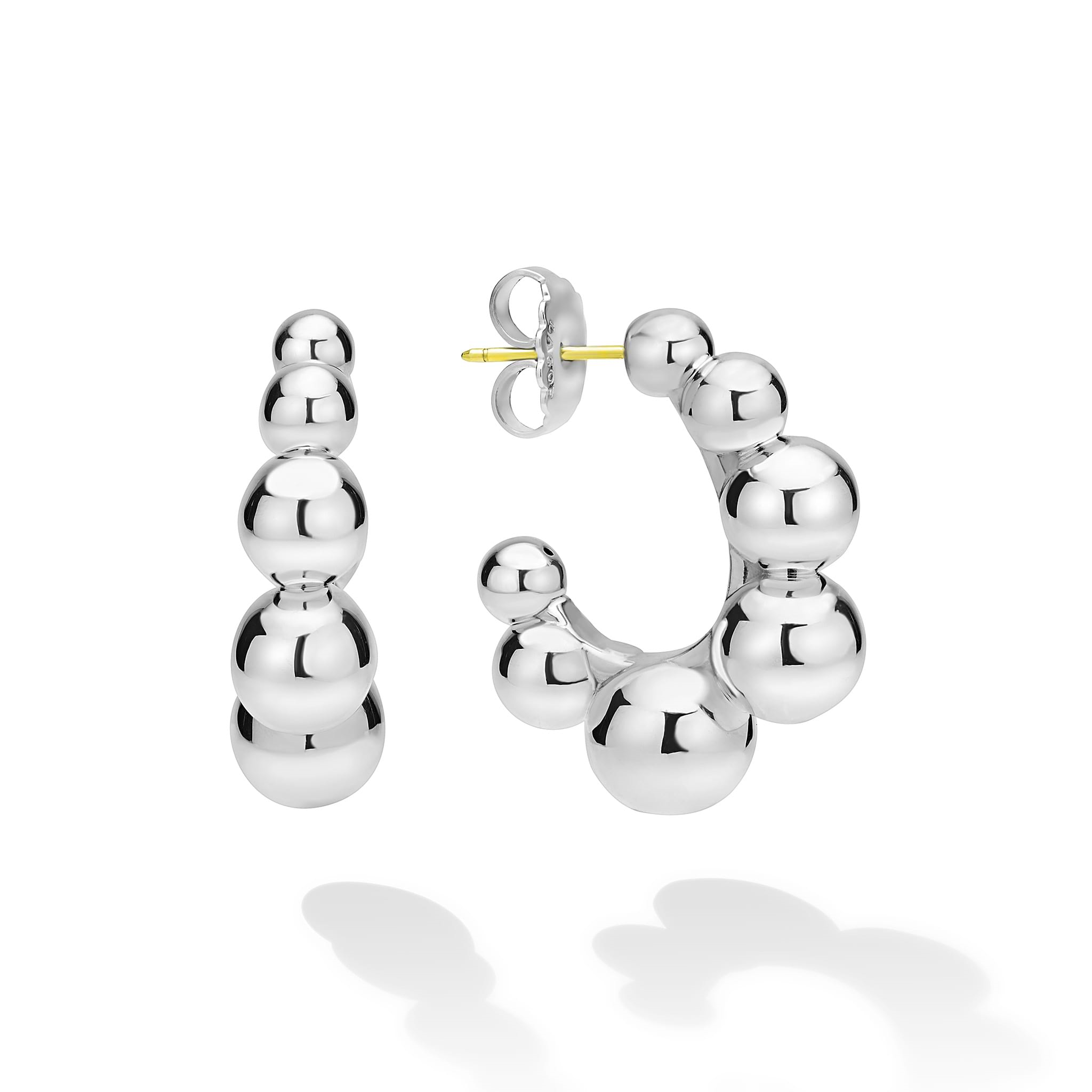 Lagos Sterling Silver Caviar Bubbly Electroform Beaded J-Hoops