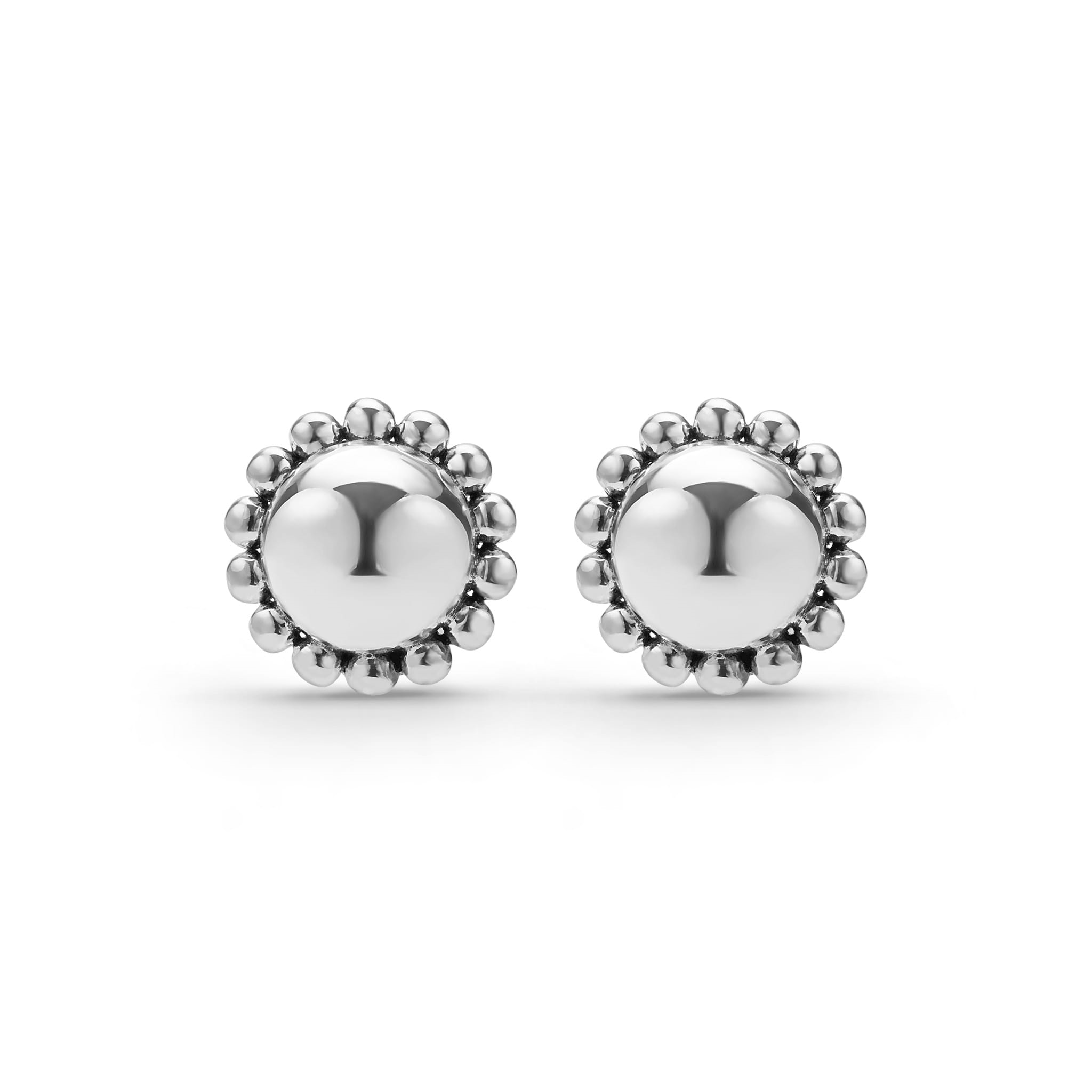 Lagos Sterling Silver Caviar Bubbly Round Omega-Back Earrings