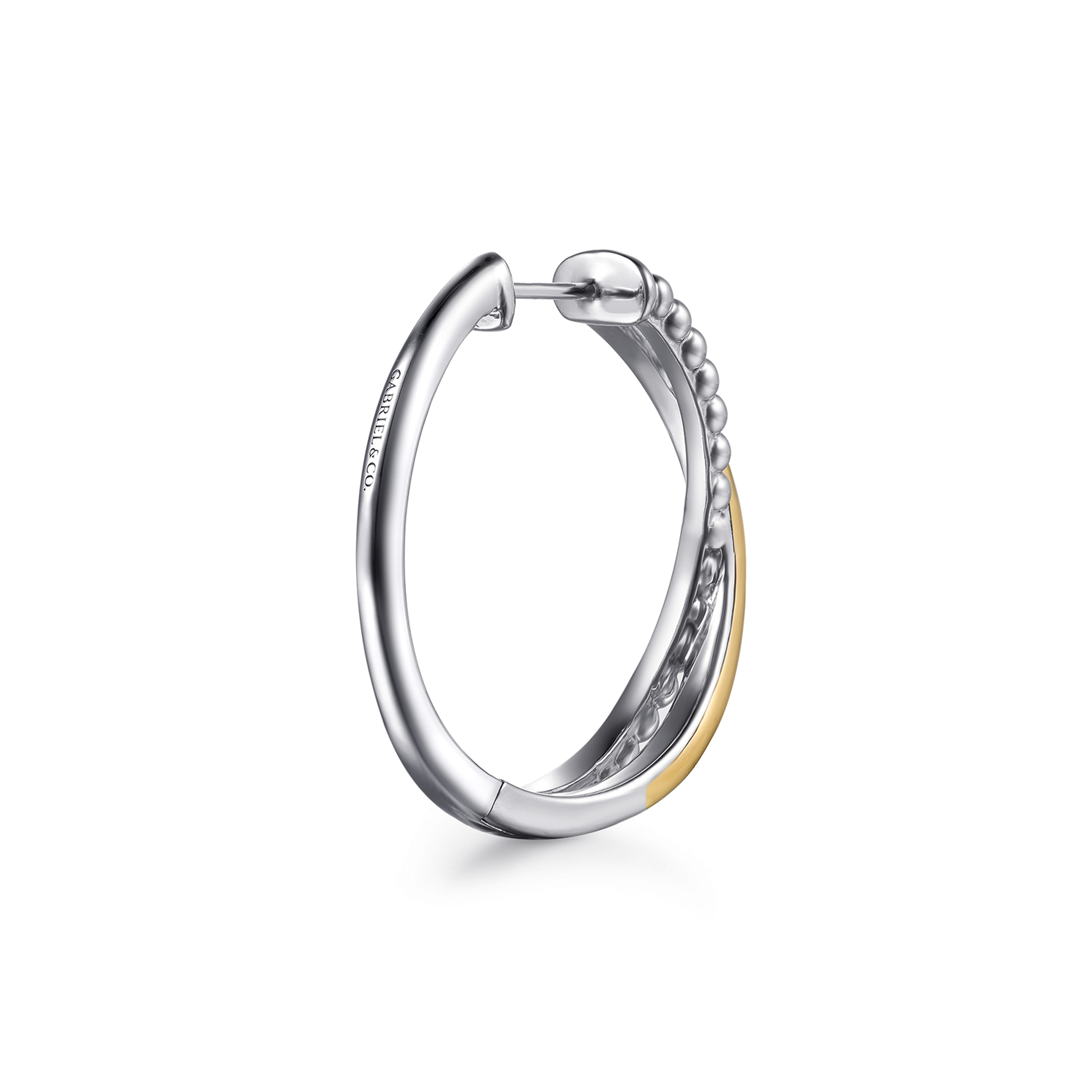 Gabriel & Co. Two-Tone Bujukan Criss Cross Intricate Hoop Earrings