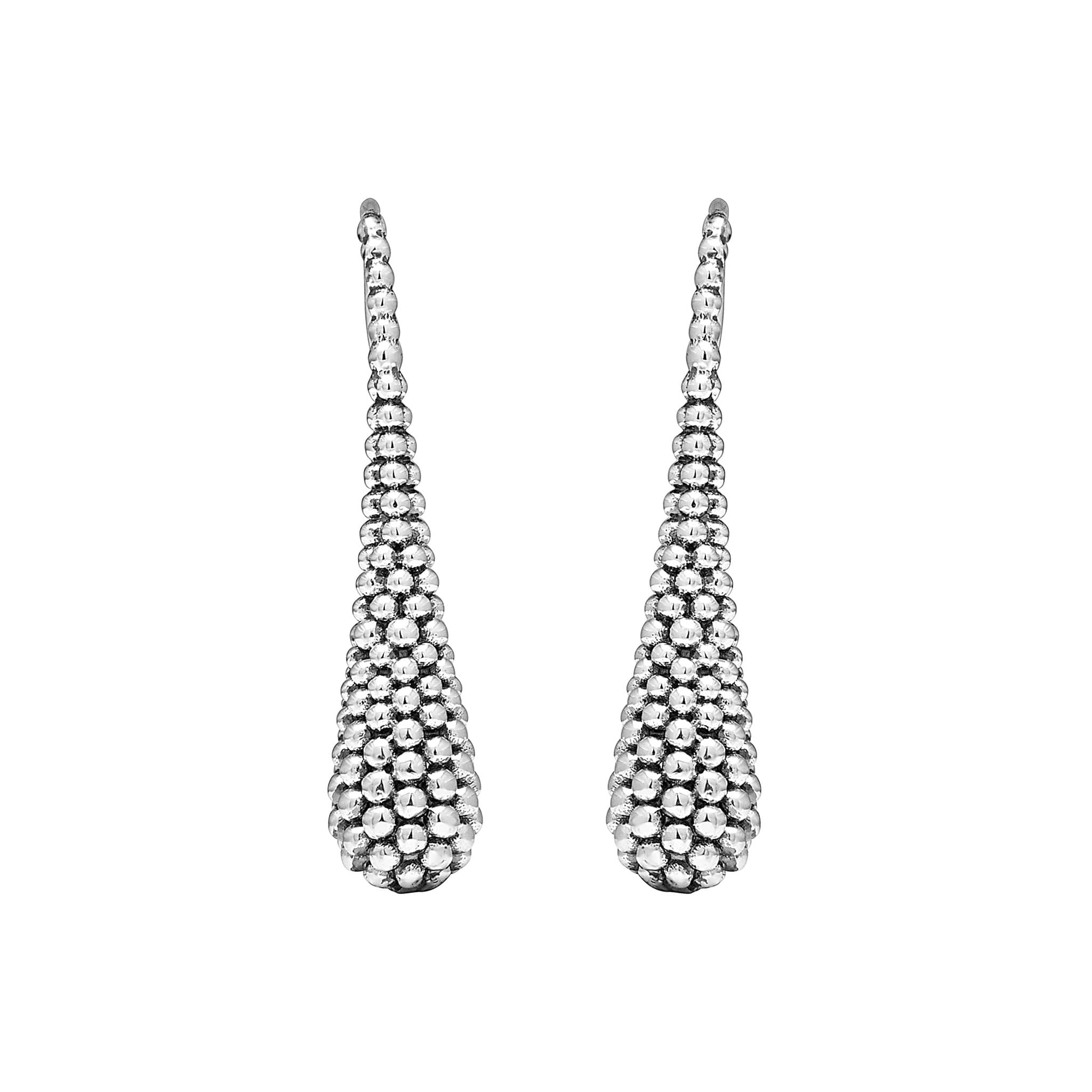 Lagos Sterling Silver Caviar Beaded Teardrop Wire Earrings 34mm