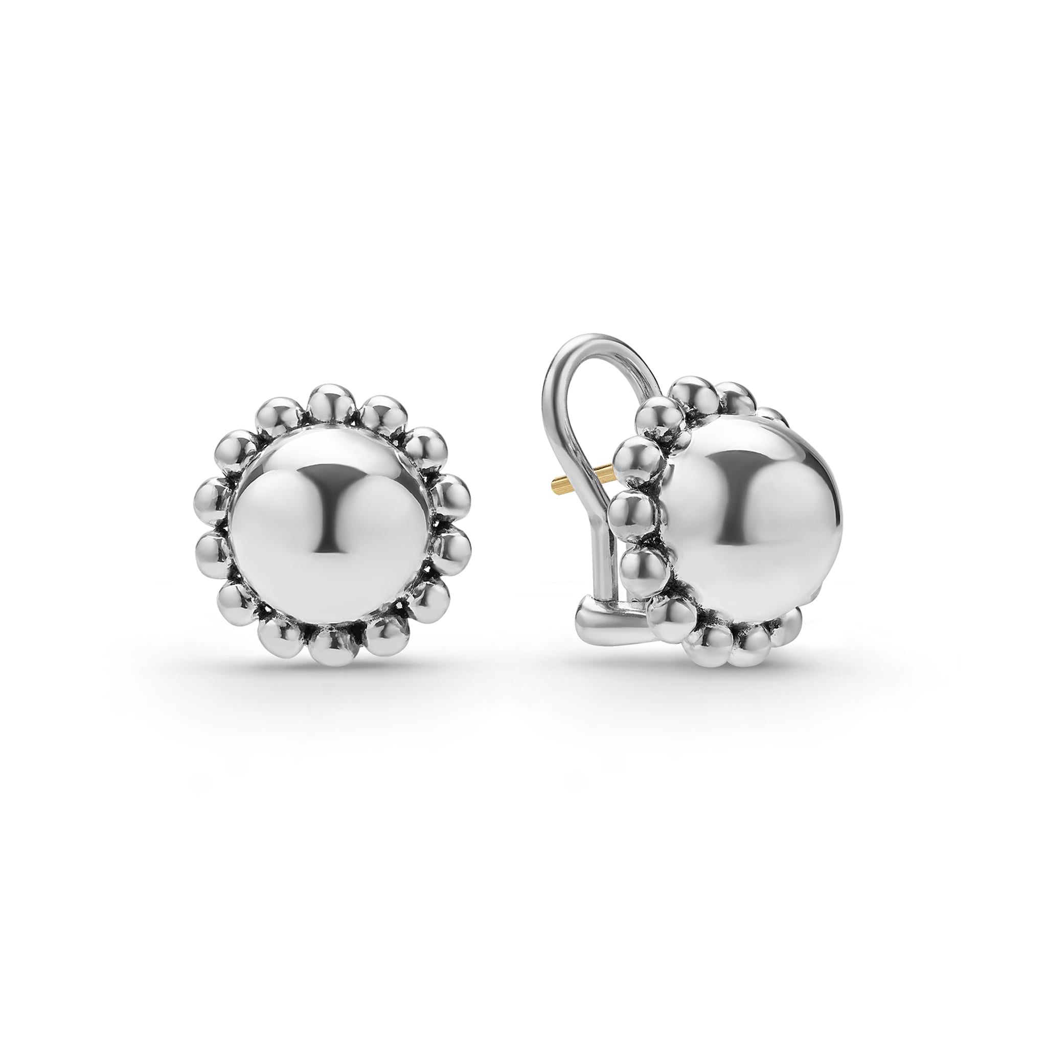 Lagos Sterling Silver Caviar Bubbly Round Omega-Back Earrings