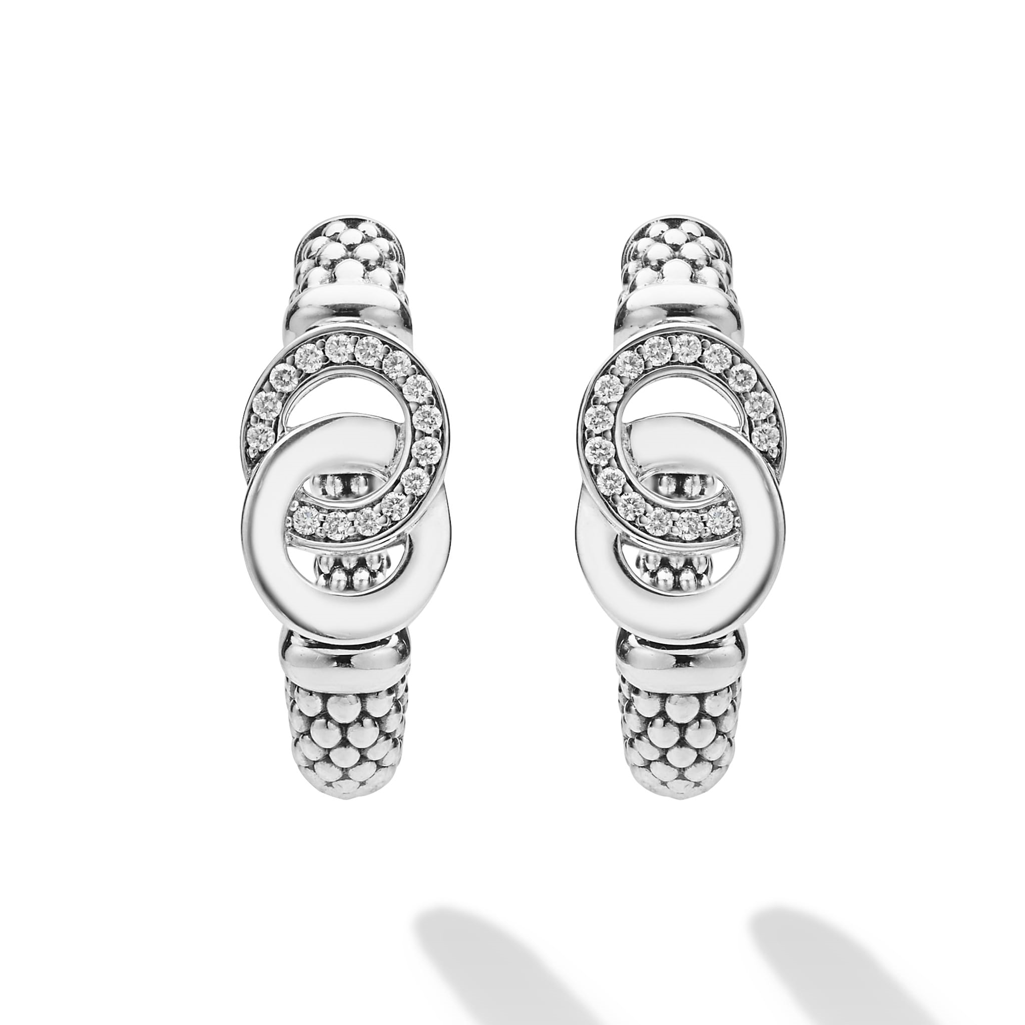 Lagos Sterling Silver Interlocking Diamond Hoops