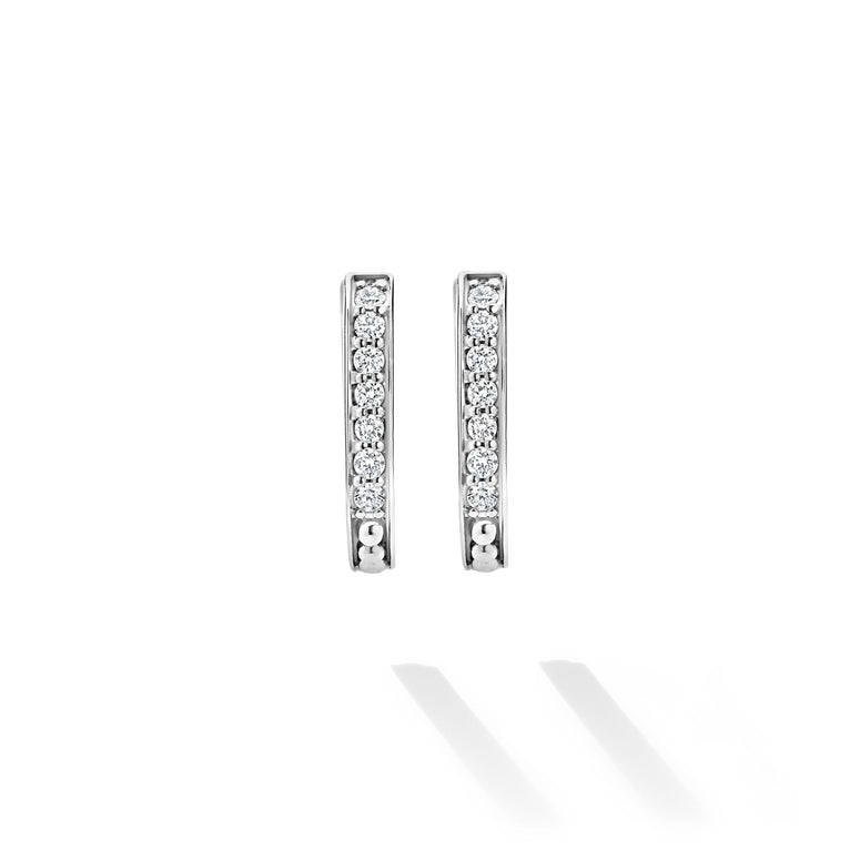 Lagos Sterling Silver Caviar Spark Linear Diamond Hoops