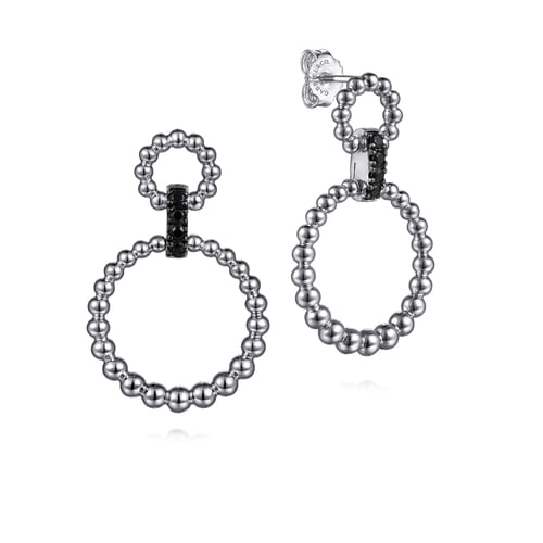 Gabriel & Co. Sterling Silver Bujukan Black Spinel Link Drop Earrings