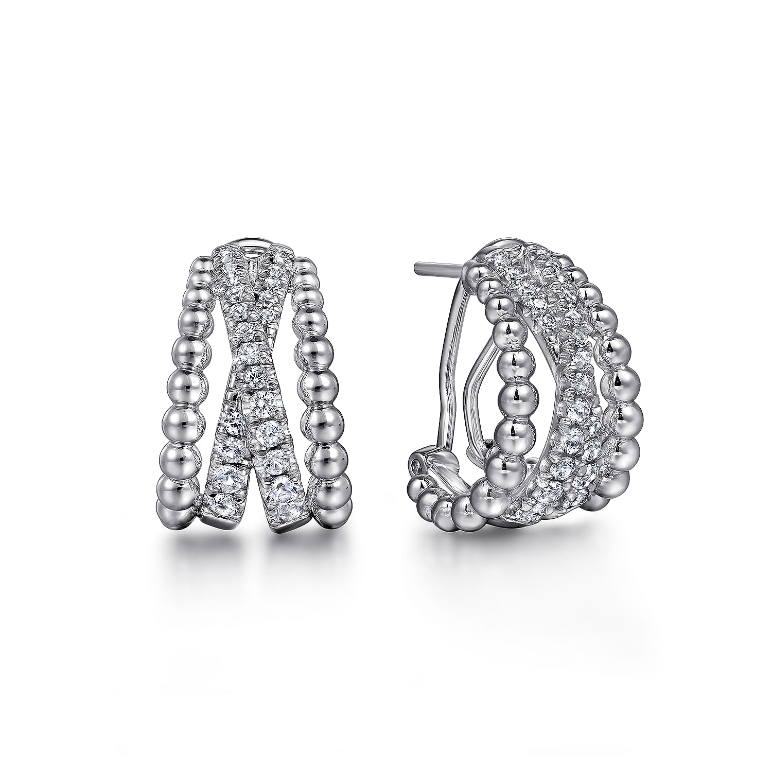 Gabriel & Co. Sterling Silver White Sapphire Huggie Earrings