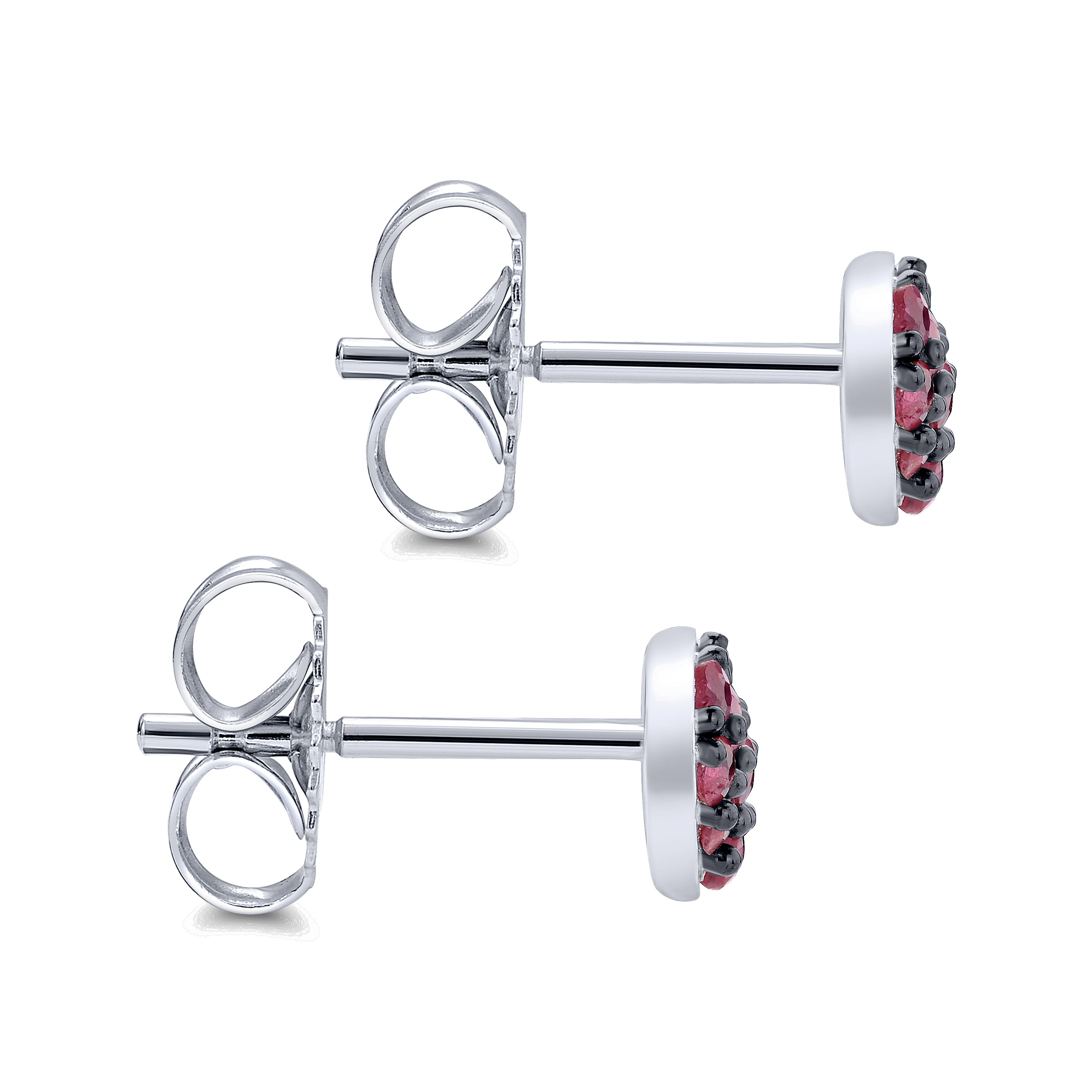 Gabriel & Co. Sterling Silver Heart Shaped Pave Ruby Stud Earrings with 20 Round Rubies 0.39 CTW