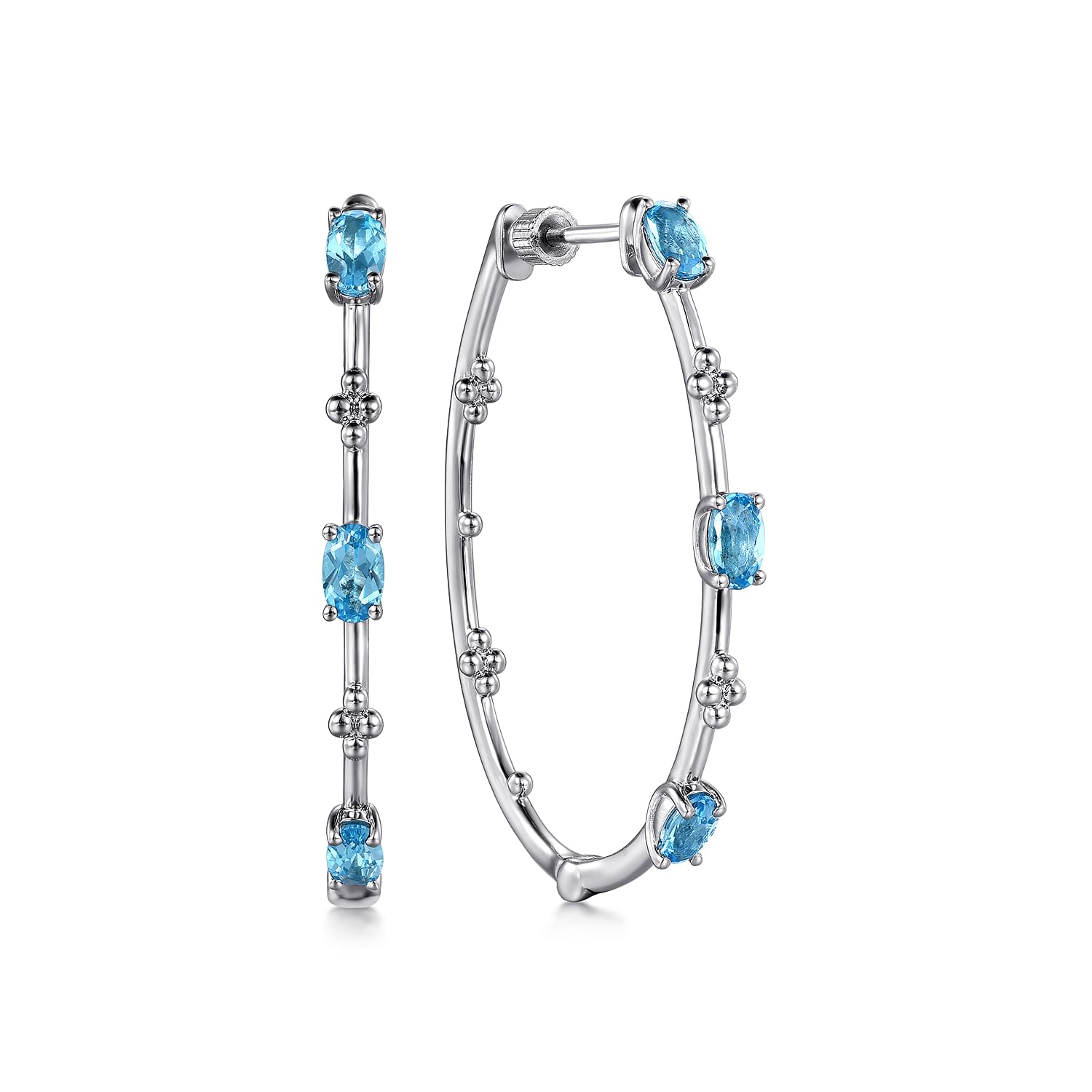 Gabriel & Co. Sterling Silver Swiss Blue Topaz Bujukan Hoops