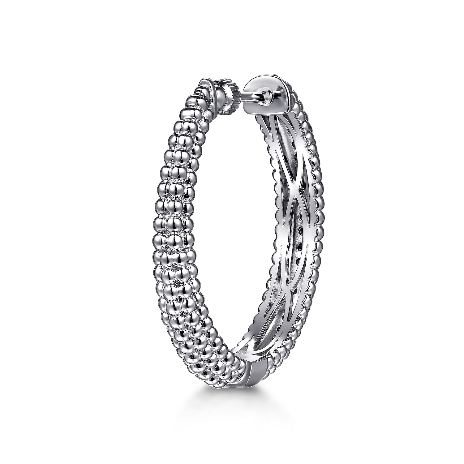 Gabriel & Co. Sterling Silver Bujukan Black Spinel Hoops