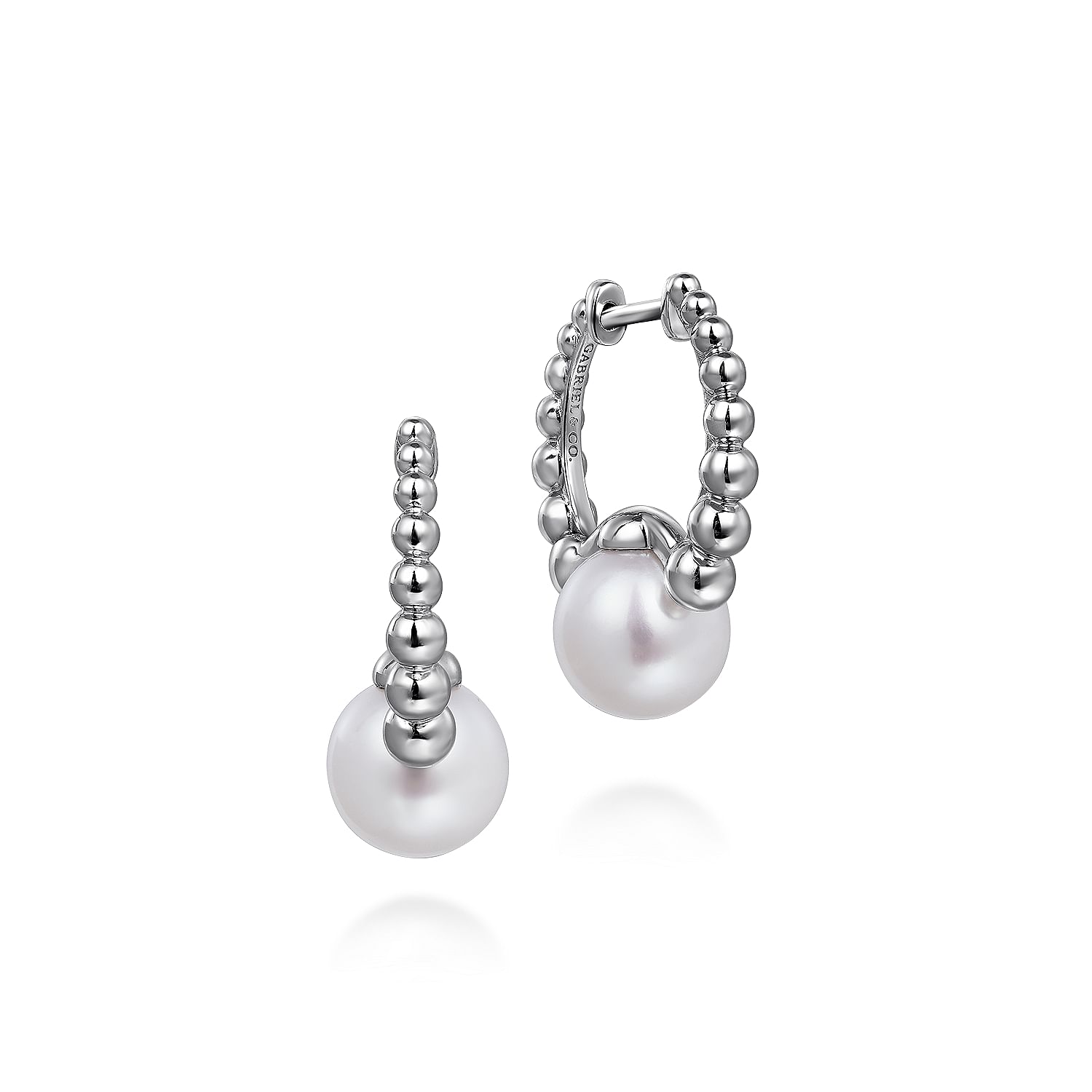 Gabriel & Co. Sterling Silver Fresh Water Pearl Bujukan Huggies