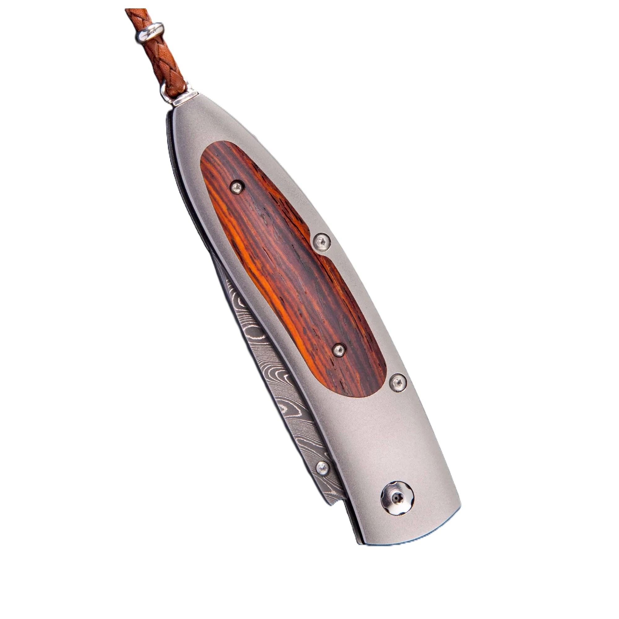 William Henry Granada Titanium and Cocobolo Wood Pocket Knife with Damascus Blade