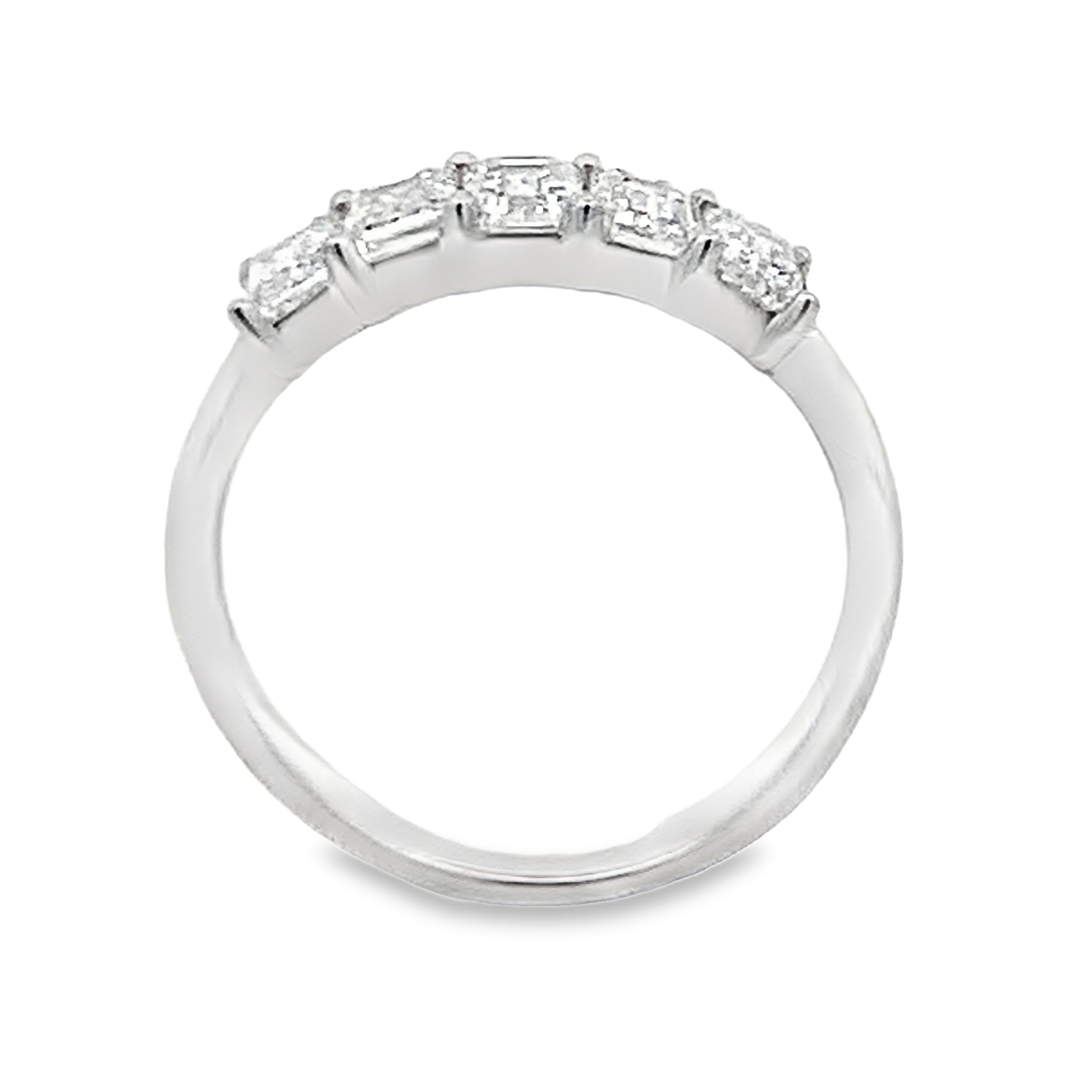 14K Diamond Anniversary Band with 5 Lab Grown Emerald Diamonds 2.00 Carat