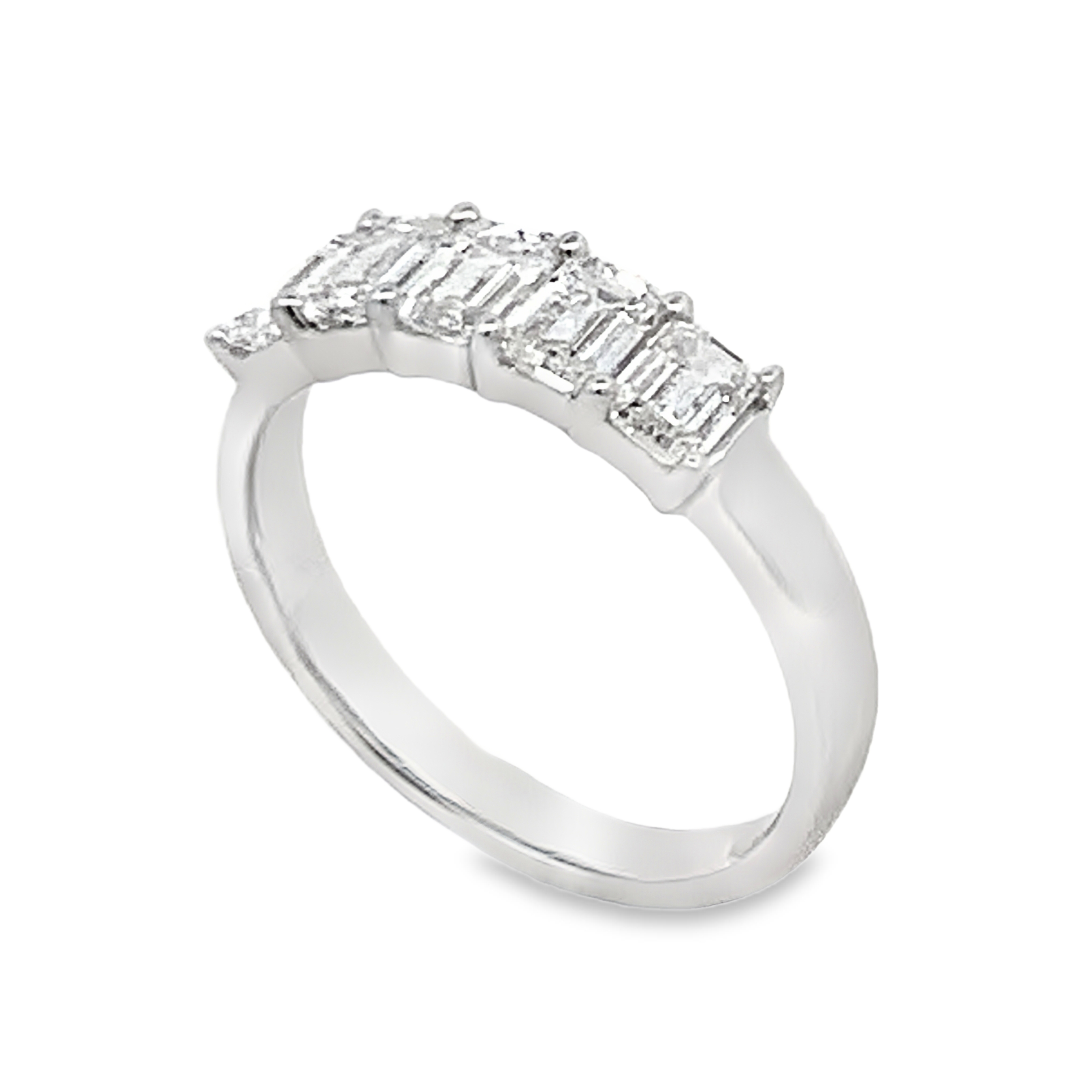 14K Diamond Anniversary Band with 5 Lab Grown Emerald Diamonds 2.00 Carat